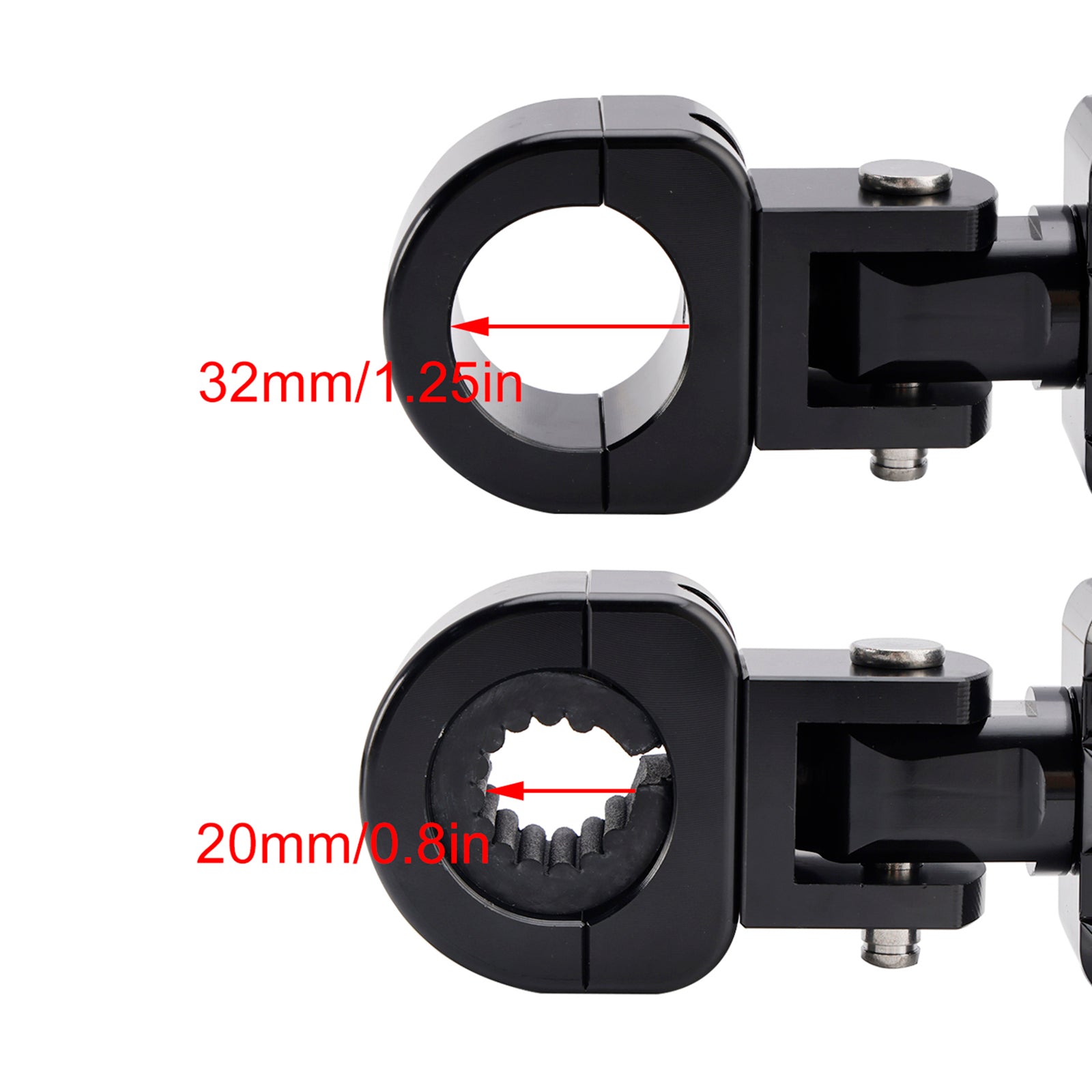 Apoios para os pés dianteiros universais, apoios para os pés adequados para motocicletas com 1.25" barras