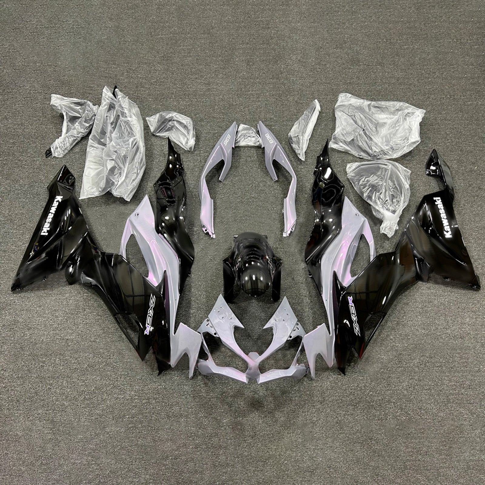 Amotopart 2019-2023 Kawasaki ZX6R Black Gray Fairing Kit