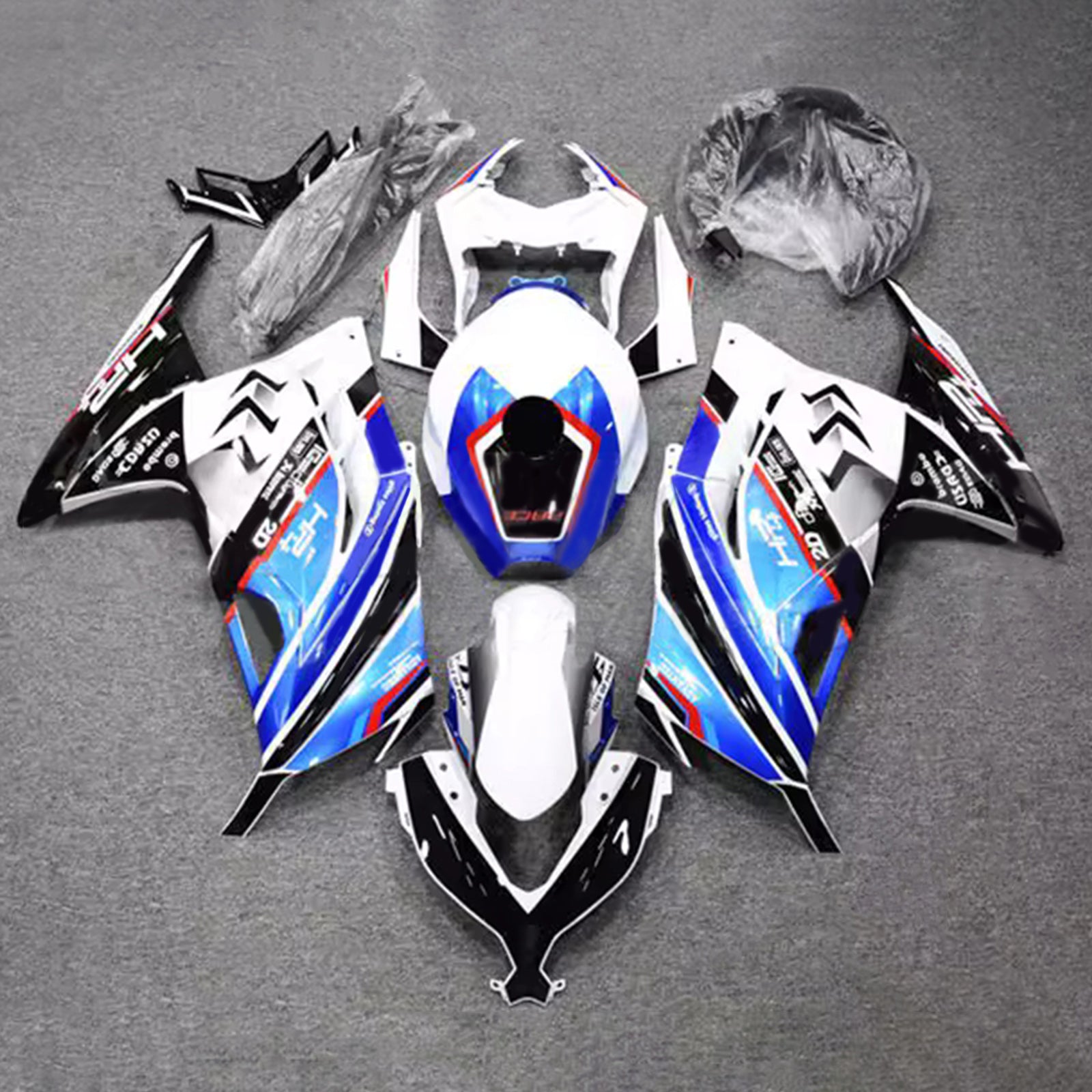 Amotopart 2013-2024 Kawasaki EX300/Ninja300 Black Blue White Fairing Kit