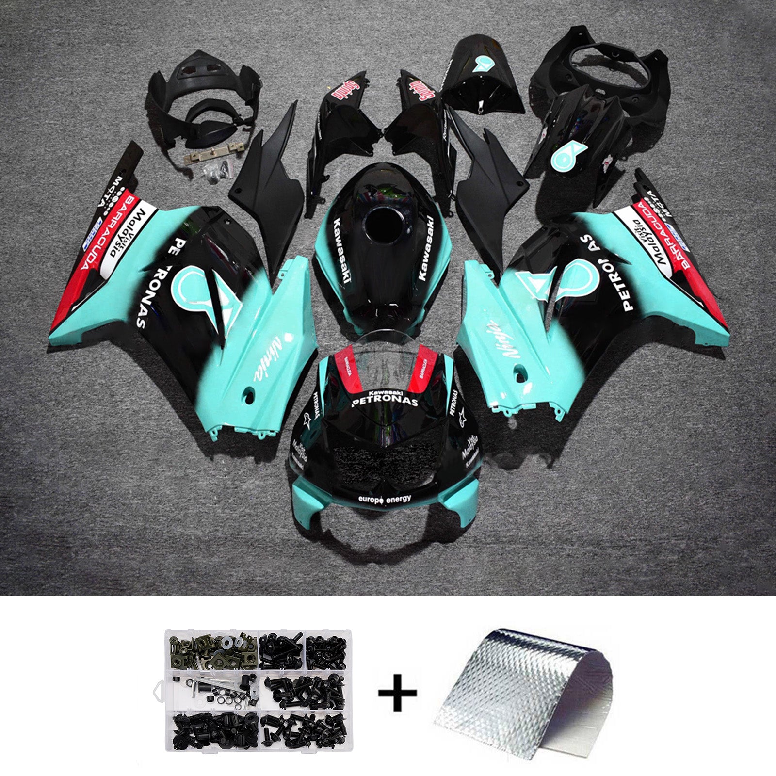 Amotopart 2008-2012 Kawasaki EX250/Ninja250R Black Blue Red Fairing Kit