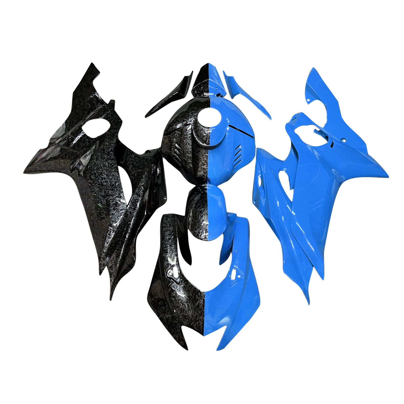 Amotopart 2017-2023 Yamaha YZF-R6 Forged Carbon Fiber Blue Fairing Kit