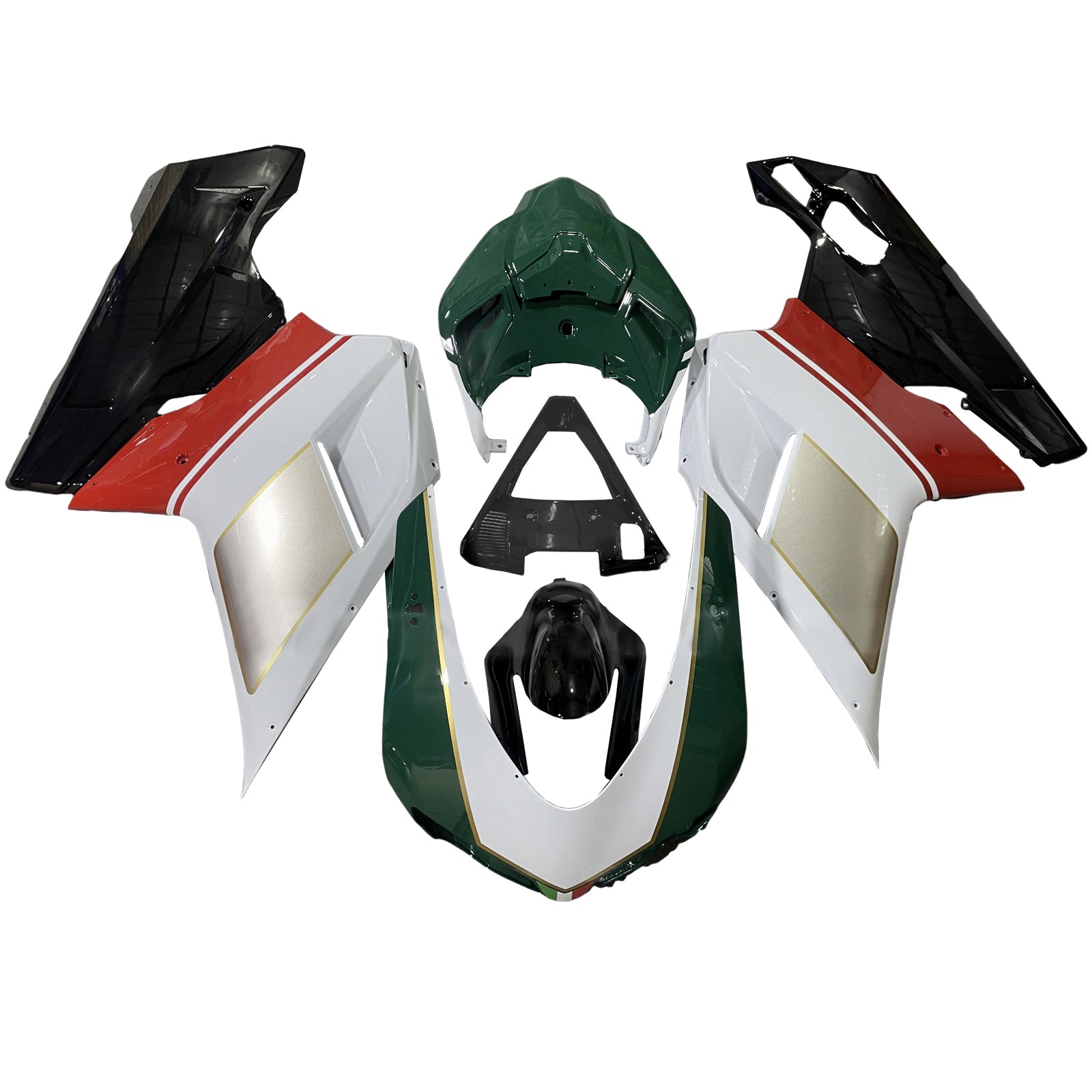 AMOTOPT 2007-2011 DUCATI 1098/1198/848 Silver Green Green Branco Black Black Fairing Kit
