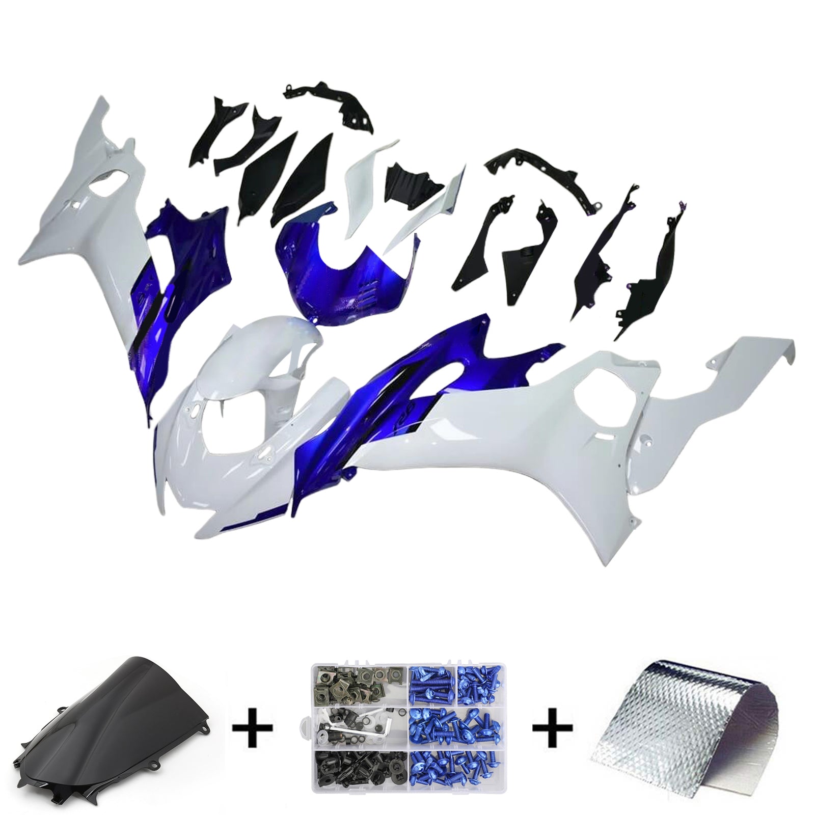 Amotopart 2017-2023 YAMAHA YZF R6 WIT BLAUWE KUIST KIT
