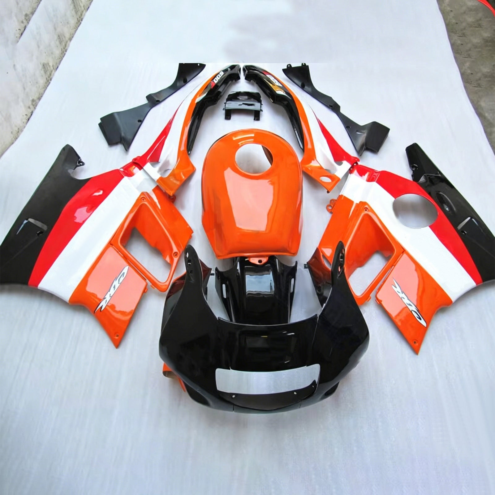 Amotopart 1991-1994 ホンダ CBR600 F2 ホワイト/ブラック/オレンジ フェアリングキット