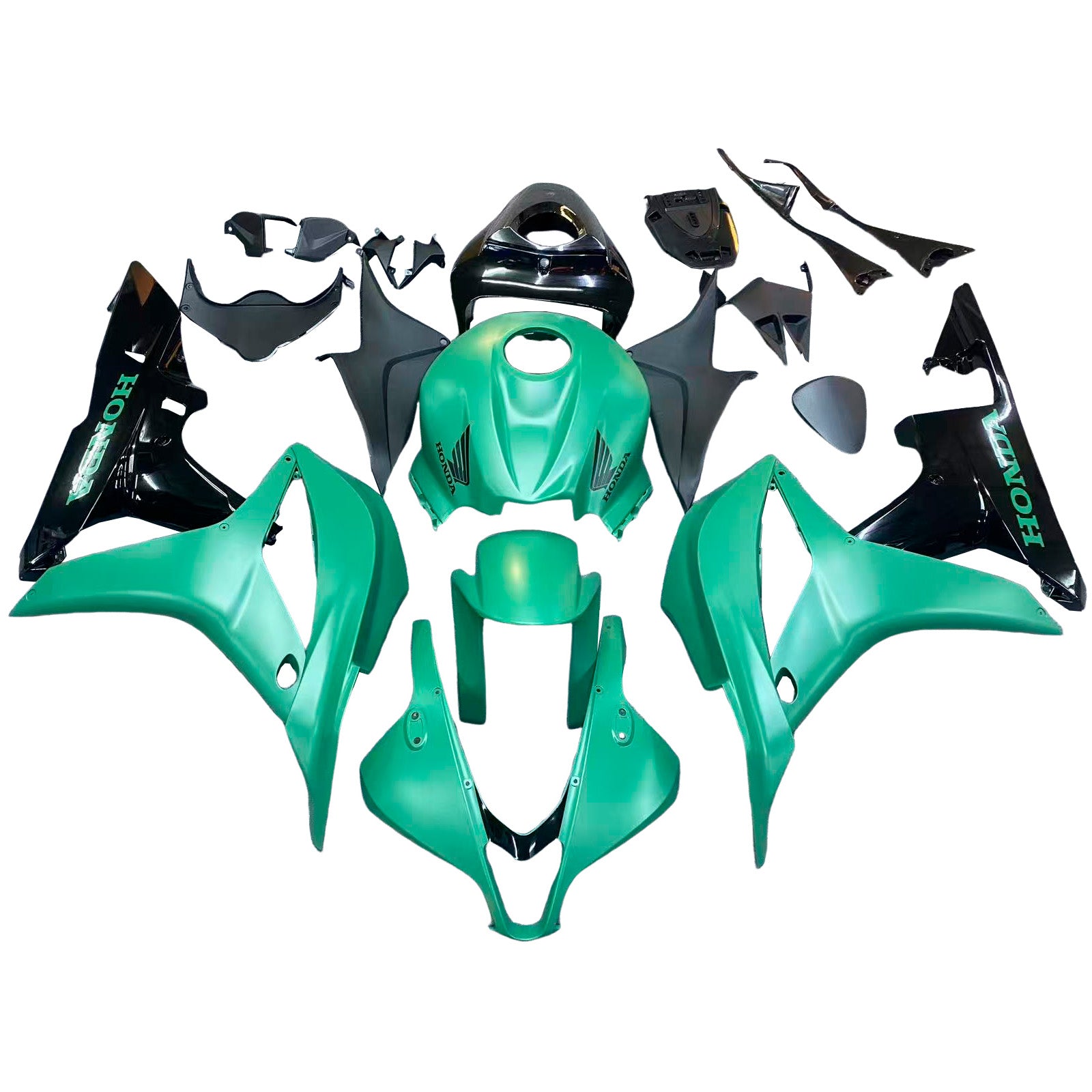 Amotopart 2007-2008 Honda CBR600RR Schwarzes Green Verkleidungskit