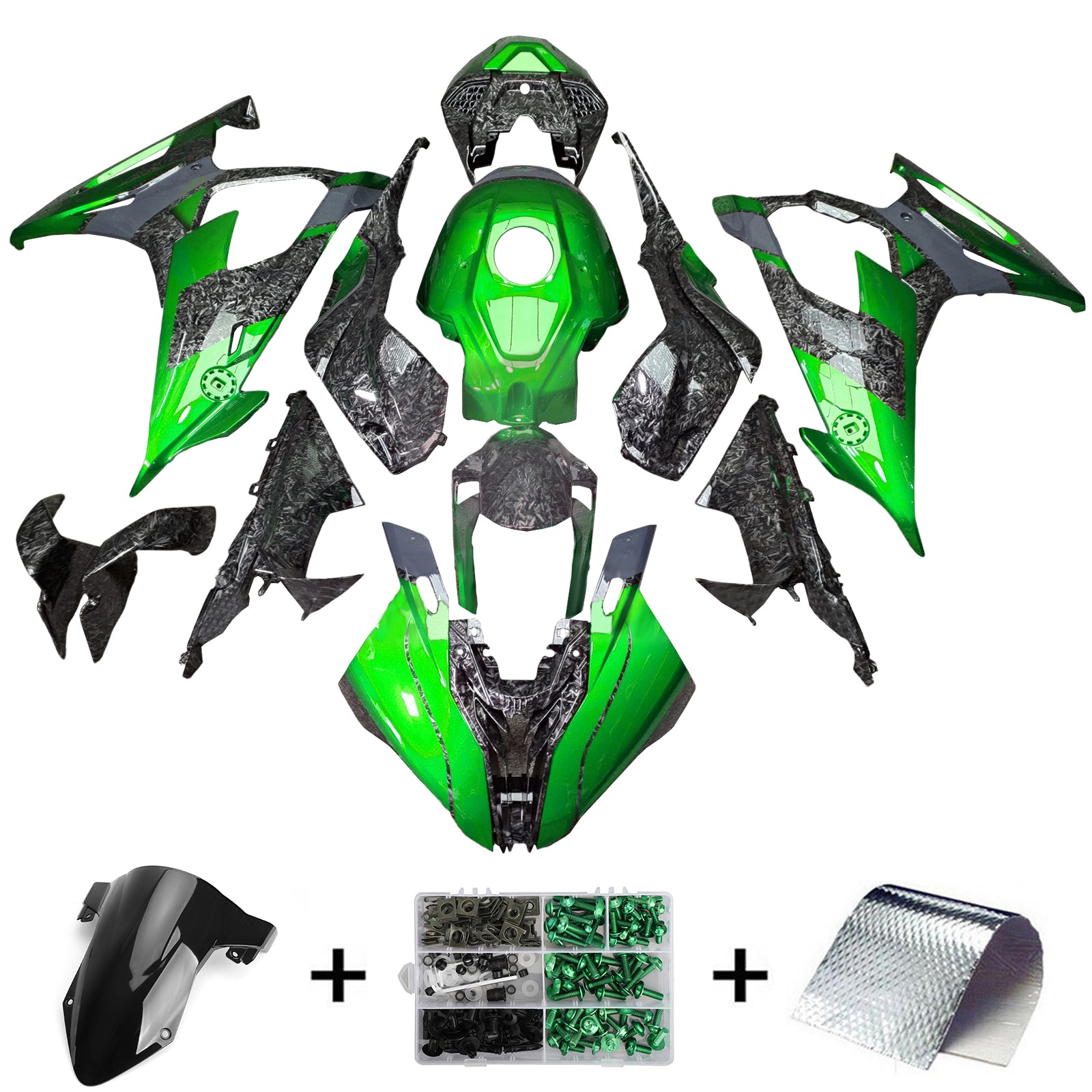 AMOTOPART 2019-2022 BMW S1000RR FORGED CARBON FIBERS MOTEMS GREEN FAIRING Kit
