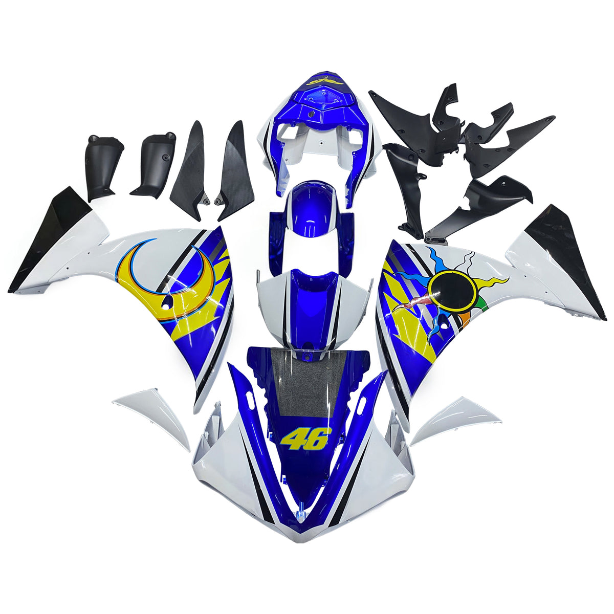 Amotopart 2009-2011 Yamaha YZF-R1 Black Blue White Gray Fairing Kit