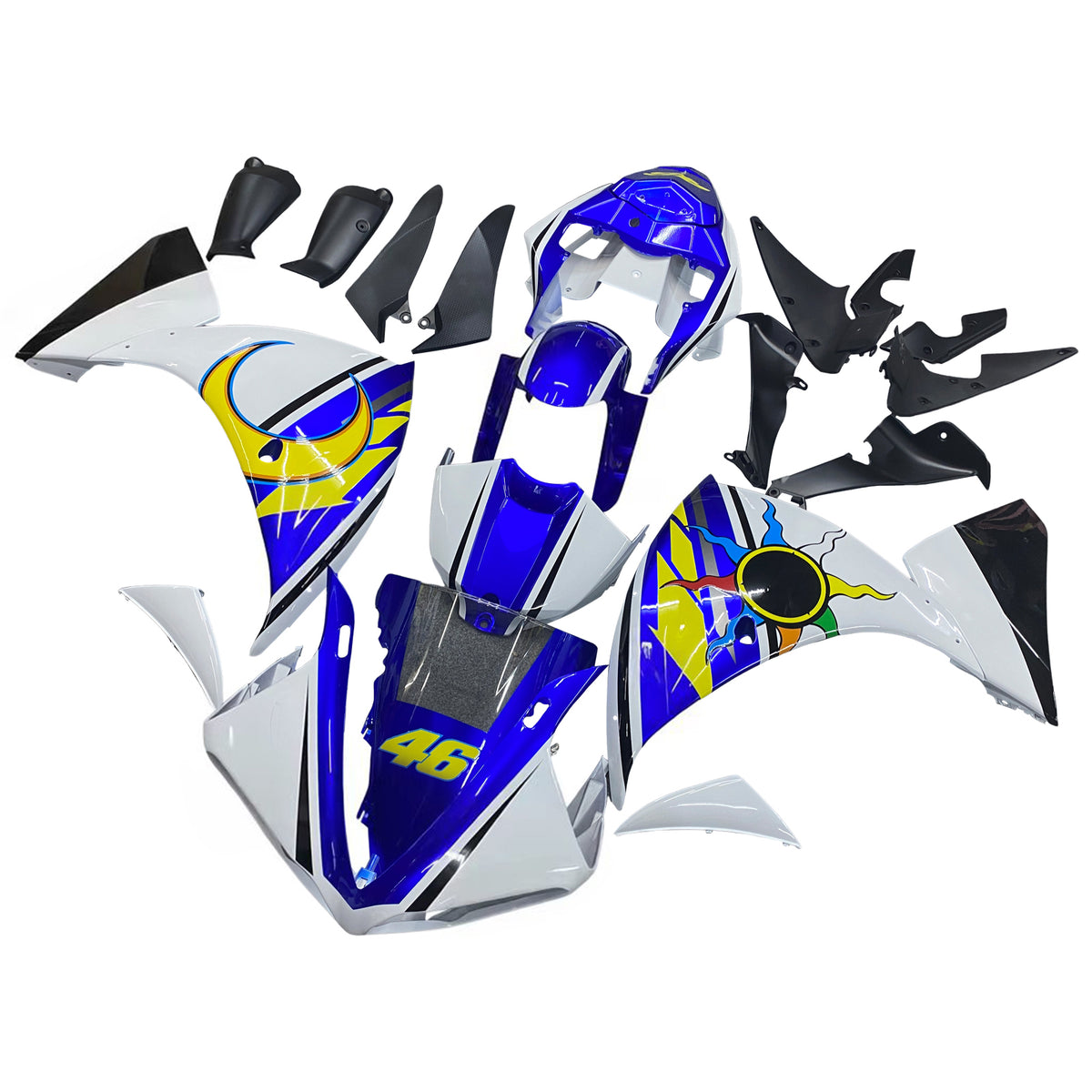 Amotopart 2009-2011 Yamaha YZF-R1 Black Blue White Gray Fairing Kit