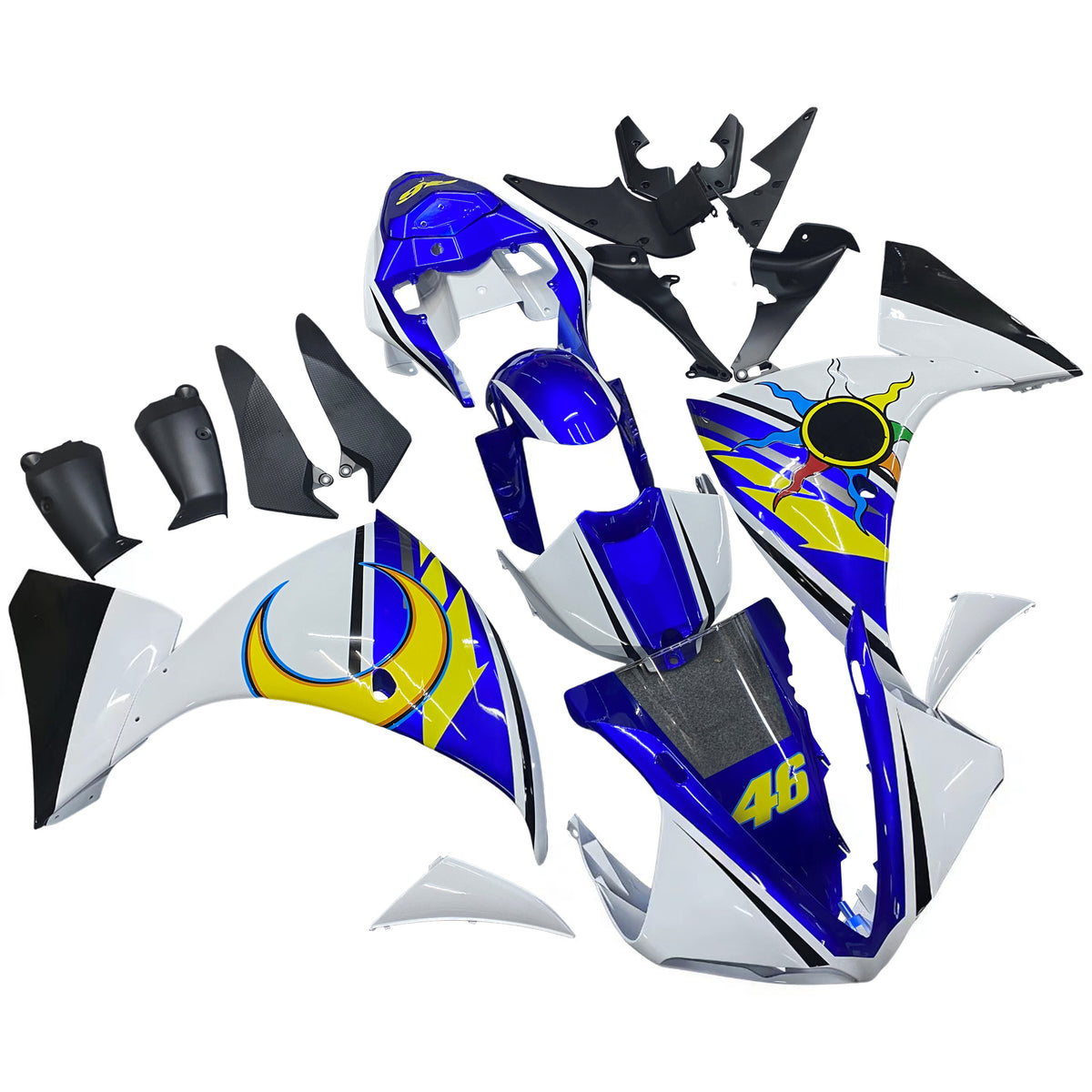 Amotopart 2009-2011 Yamaha YZF-R1 Black Blue White Gray Fairing Kit