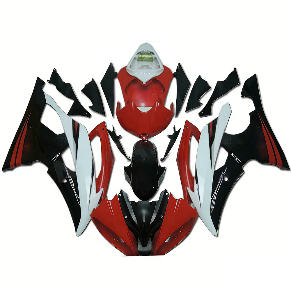 Amotopart 2008-2016 Yamaha YZF-R6 Black Red White Fairing Kit