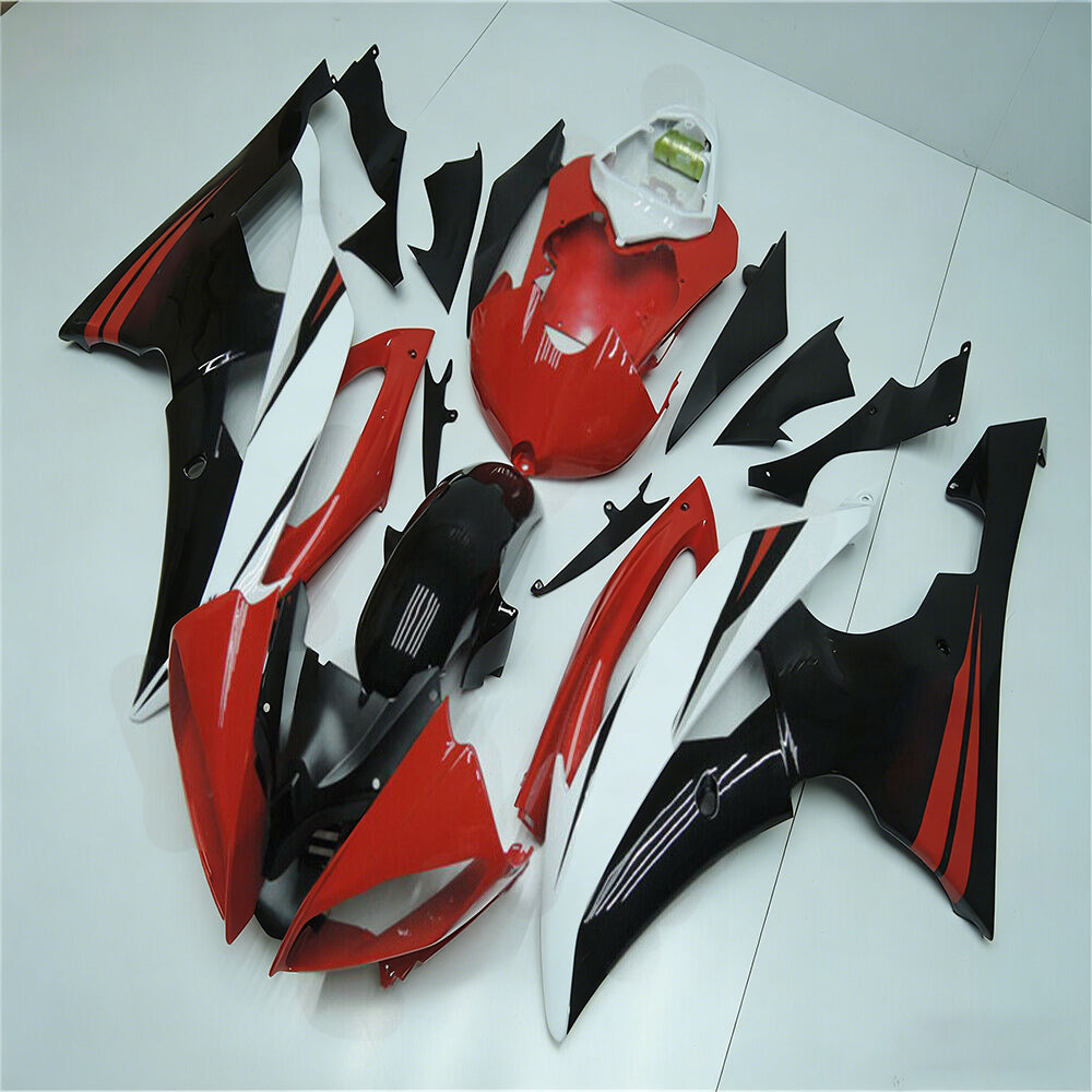 Amotopart 2008-2016 Yamaha YZF-R6 Black Red White Fairing Kit