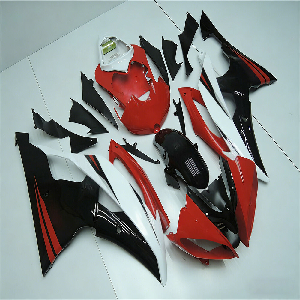 Amotopart 2008-2016 Yamaha YZF-R6 Black Red White Fairing Kit