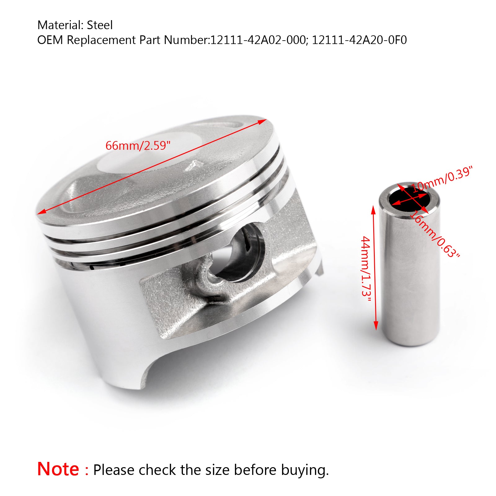 86-91/17 Suzuki DR200 SE RV200 SP200 STD 66mm Piston Kit 12111-42A20-0F0