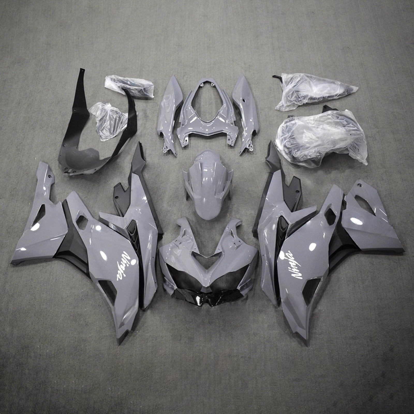 Amotopart 2019-2022 Kawasaki Ninja ZX-25R 2023-2025 Kawasaki Ninja ZX-4R/ZX-4RR Grey White Fairing Kit