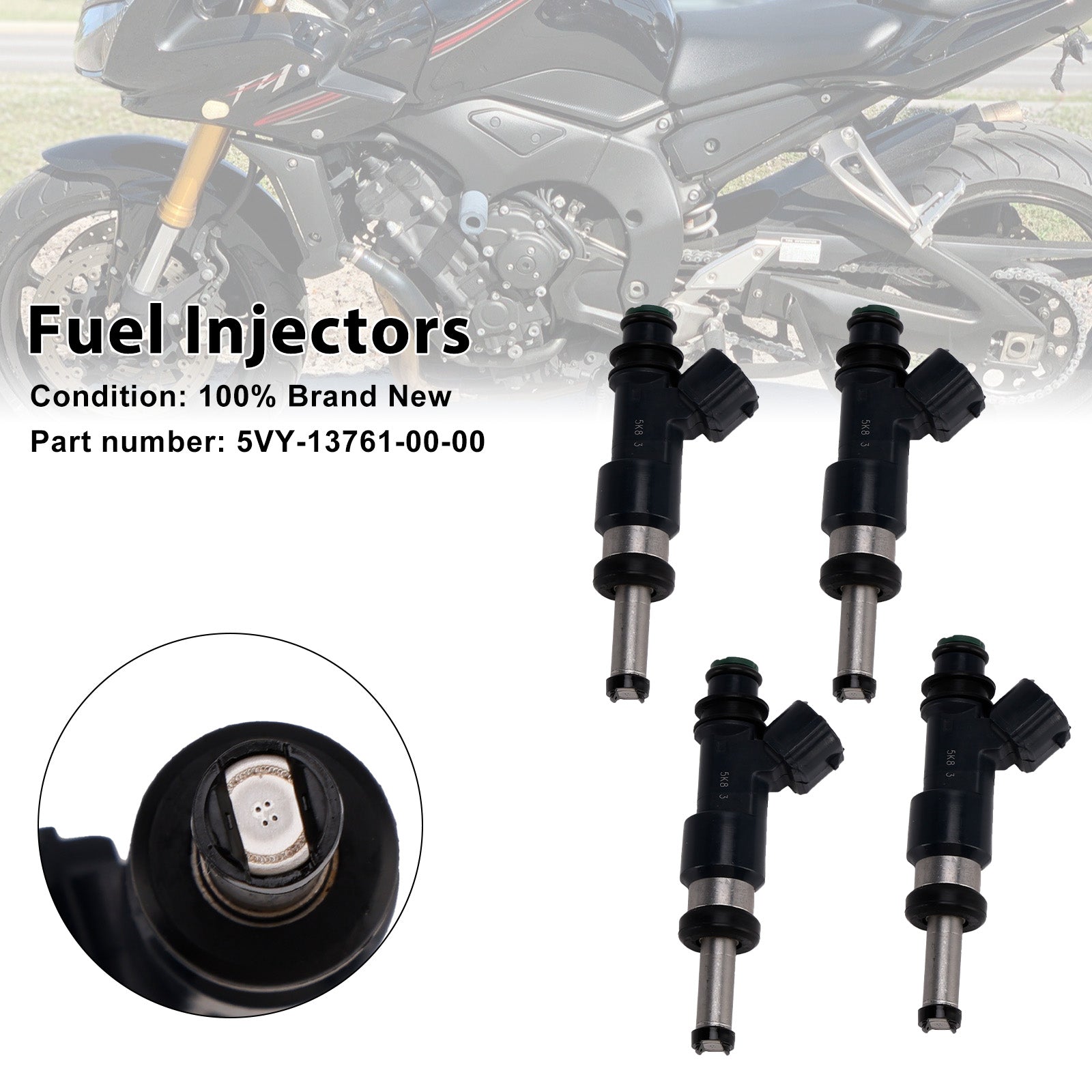 4PCS 2004-2006 FZS10 Yamaha YZF-R1 Fuel Injectors 5VY-13761-00-00