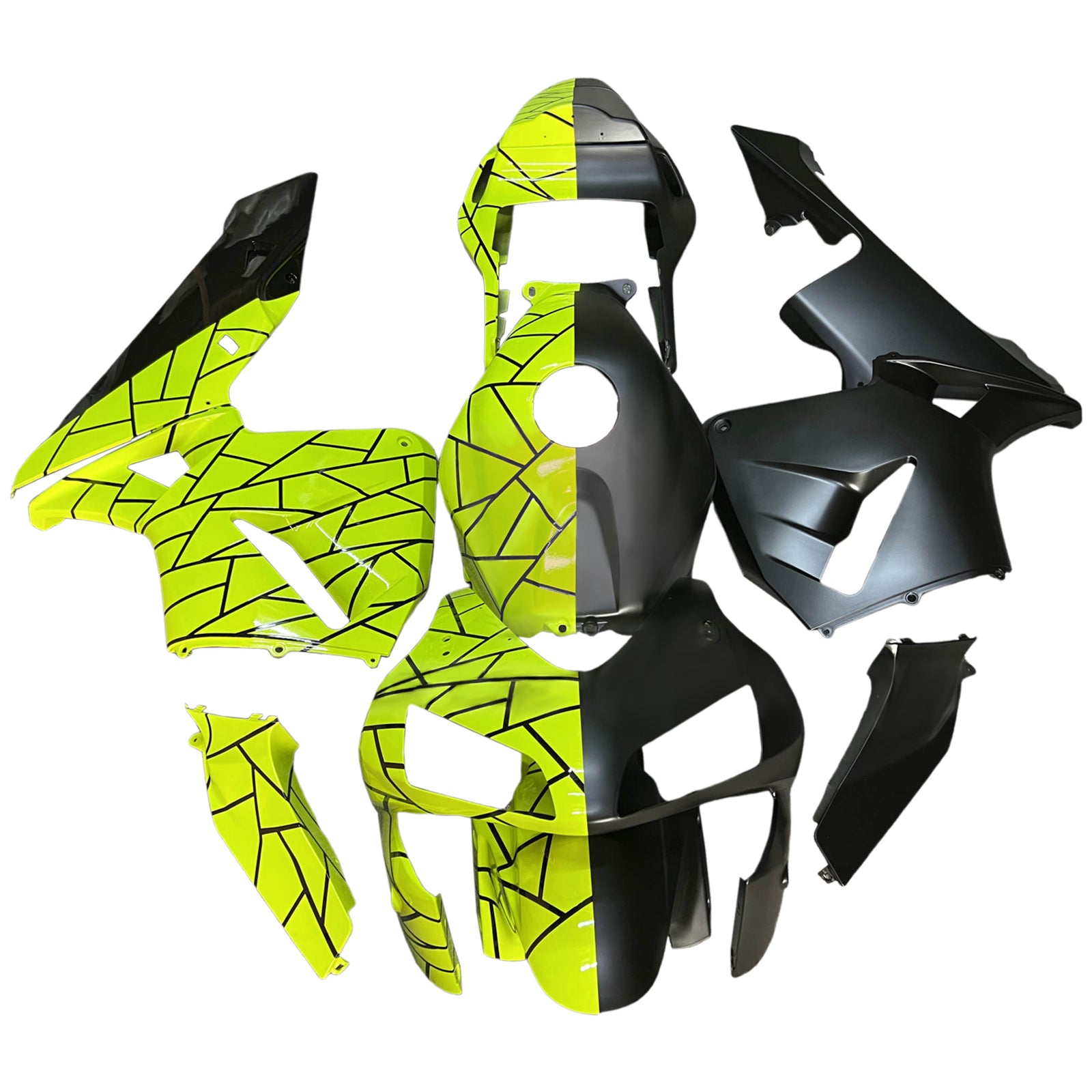 Amotopart 2003-2004 Honda CBR600RRブラックライトグリーンフェアリングキット