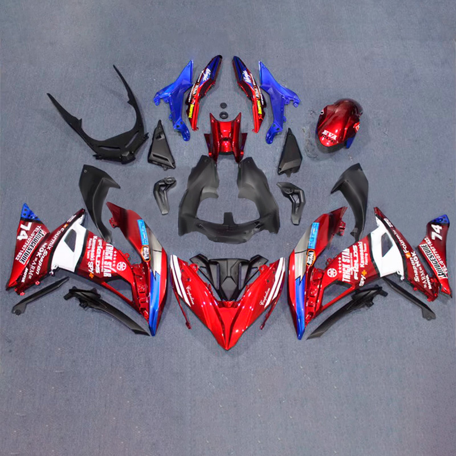Amotopart 2017-2019 Kawasaki ER6F/Ninja650R Red Blue White Fairing Kit