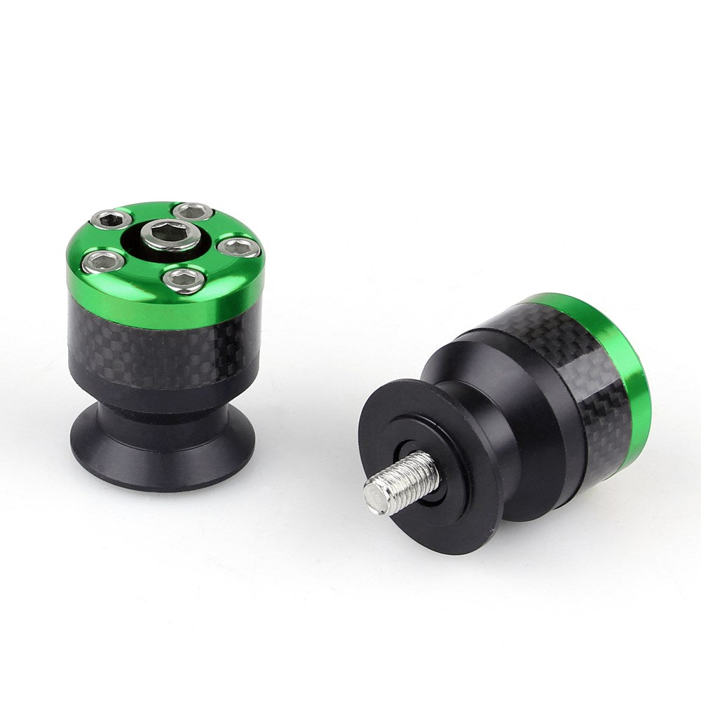 Kawasaki KTM Motorcykel CNC Kolfiber 10mm Swingarm Sliders Spools Green