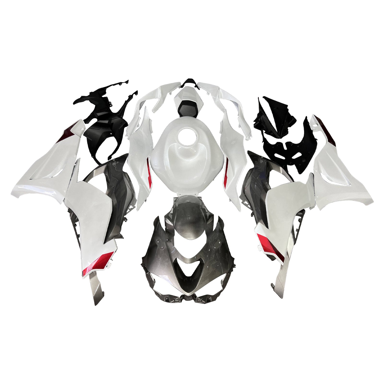 Amotopart 2024-2025 Kawasaki ZX-6R Black White Gray Red Fairing Kit