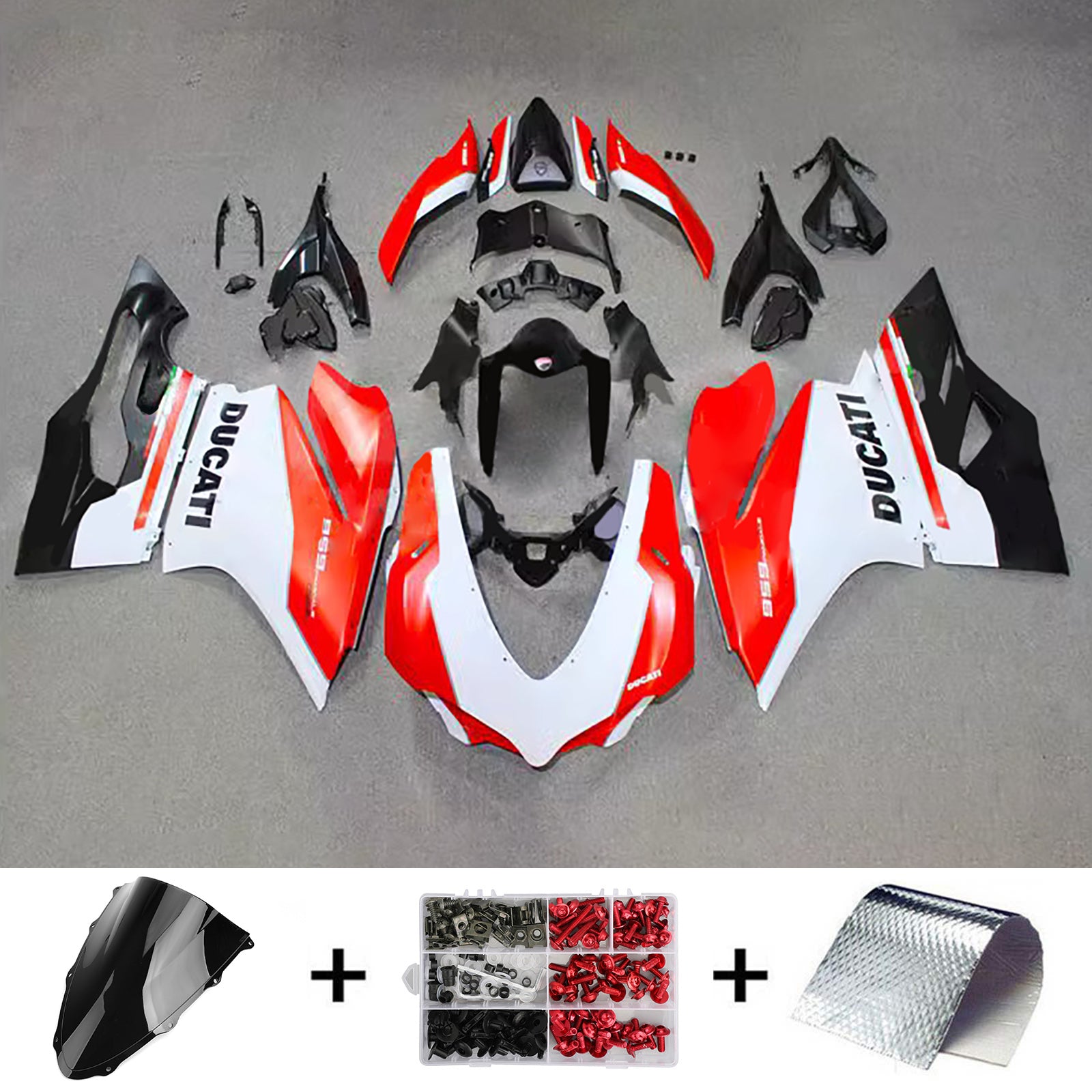 AMOTOPART 2015-2020 DUCATI 959 SVART RÖD VITA FAIRING KIT