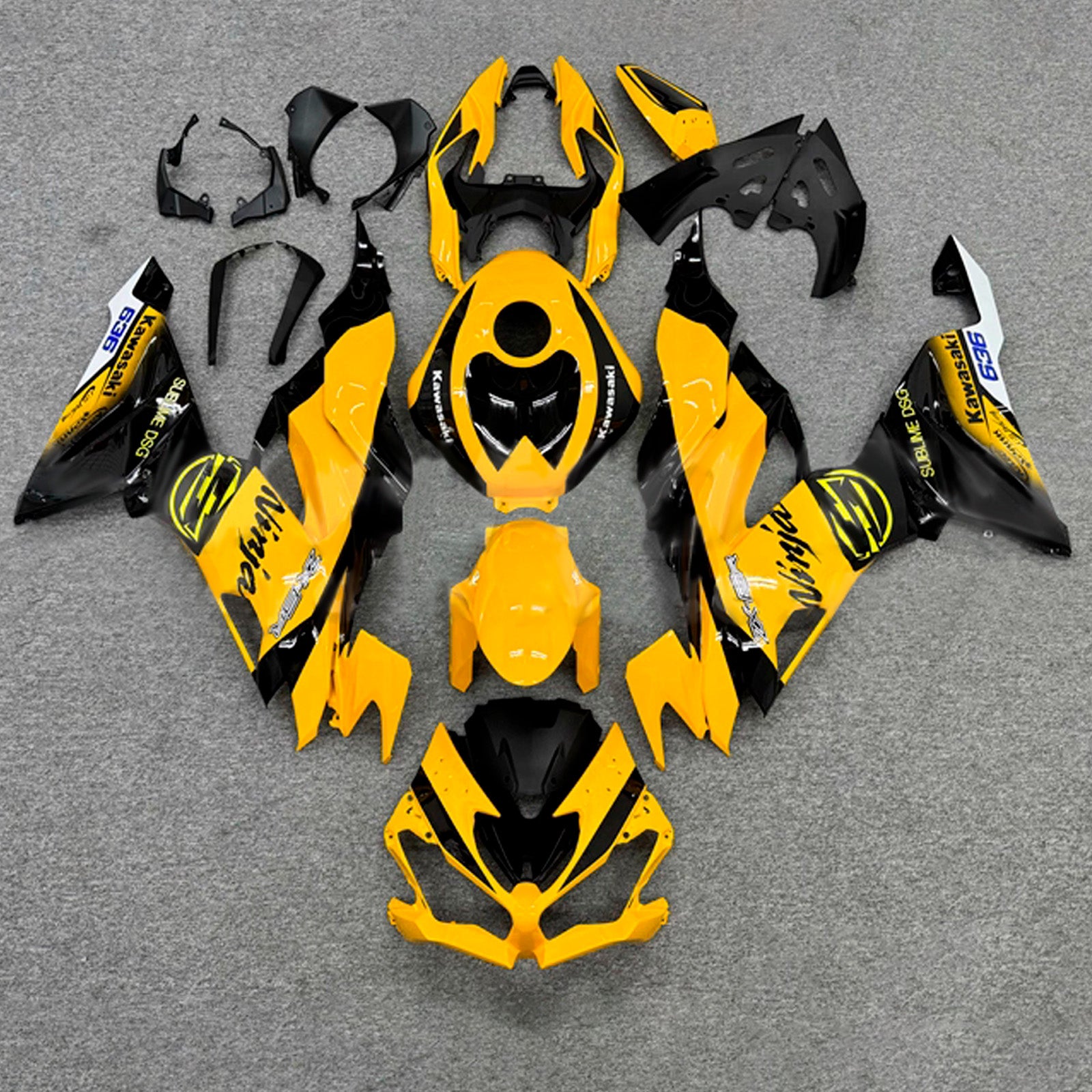 Amotopart 2019-2023 Kawasaki ZX6R Orange Black Fairing Kit