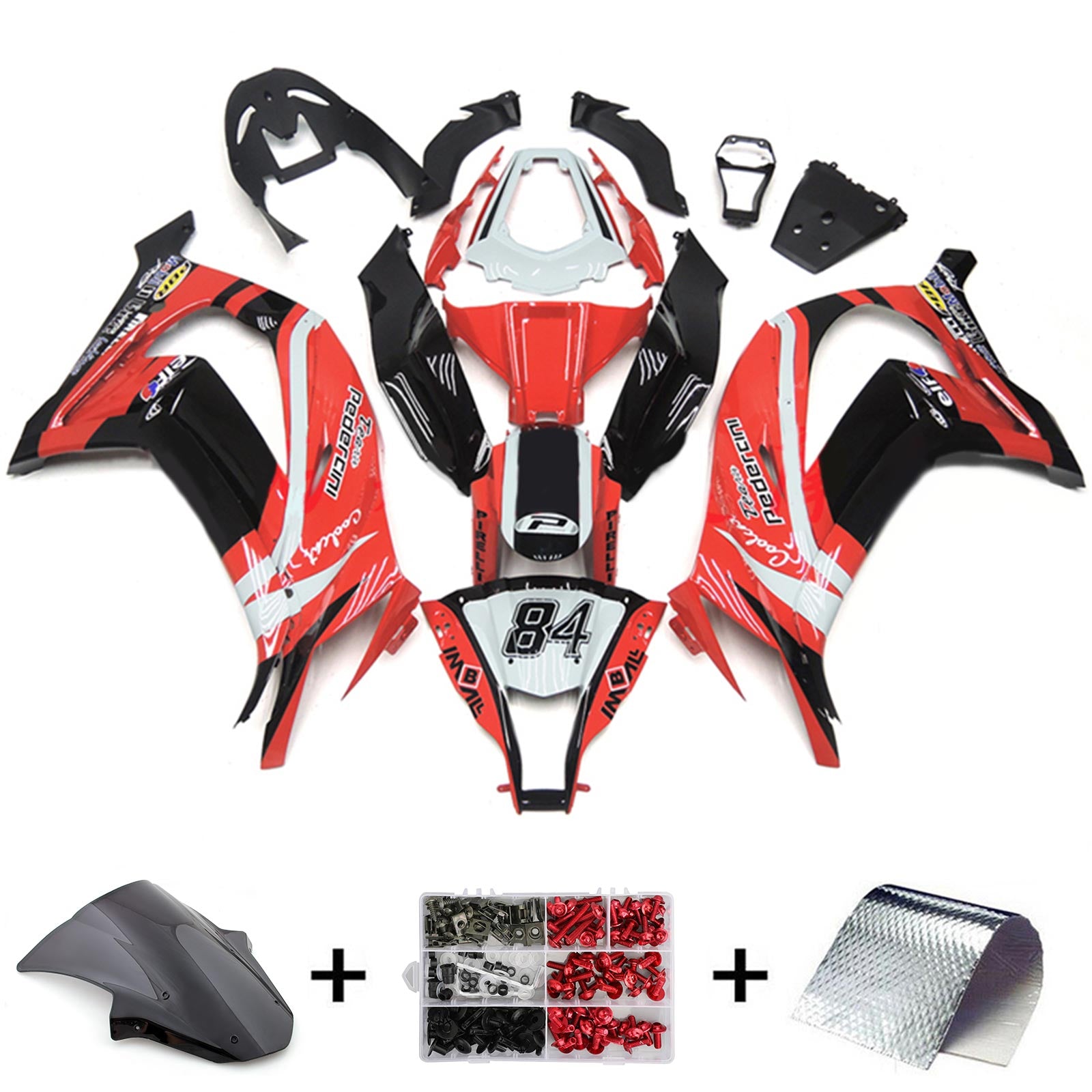 Amotopart 2011-2015 Kawasaki ZX10R Red & Black Fairing Kit