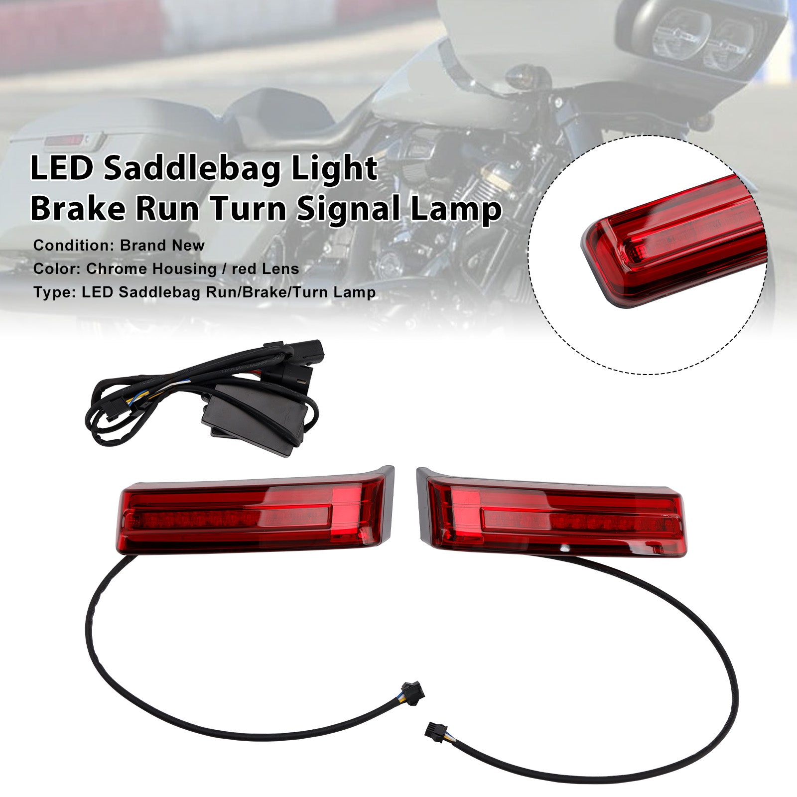 Touring Road Glide 2014-2023 Saddlebag Light Brake Run Turn Signal Lamp