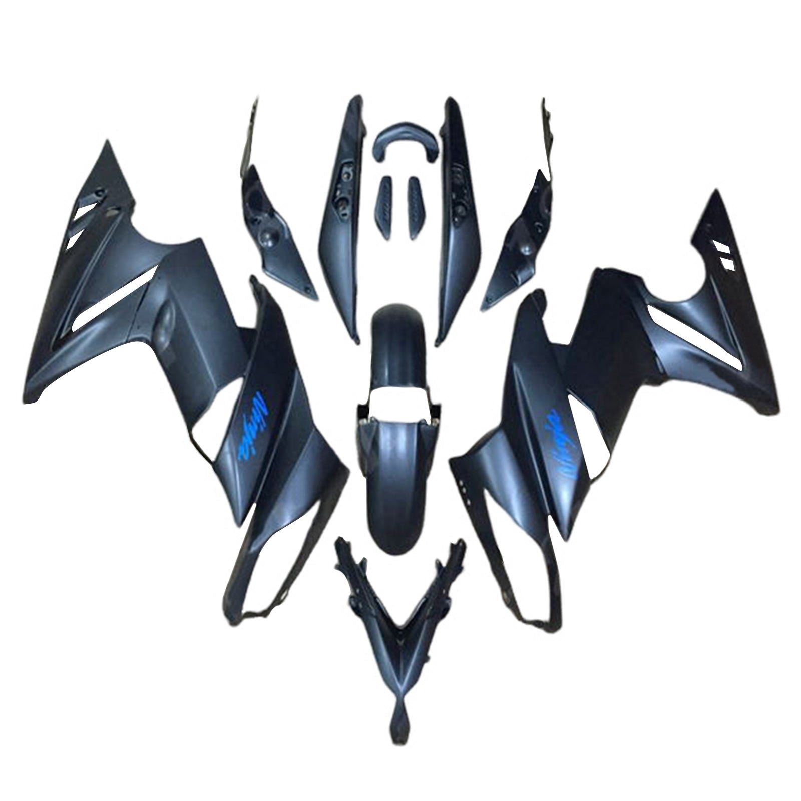 Amotopart 2009-2011 Kawasaki Ninja650 EX650 Matte Black Blue Abzugskit