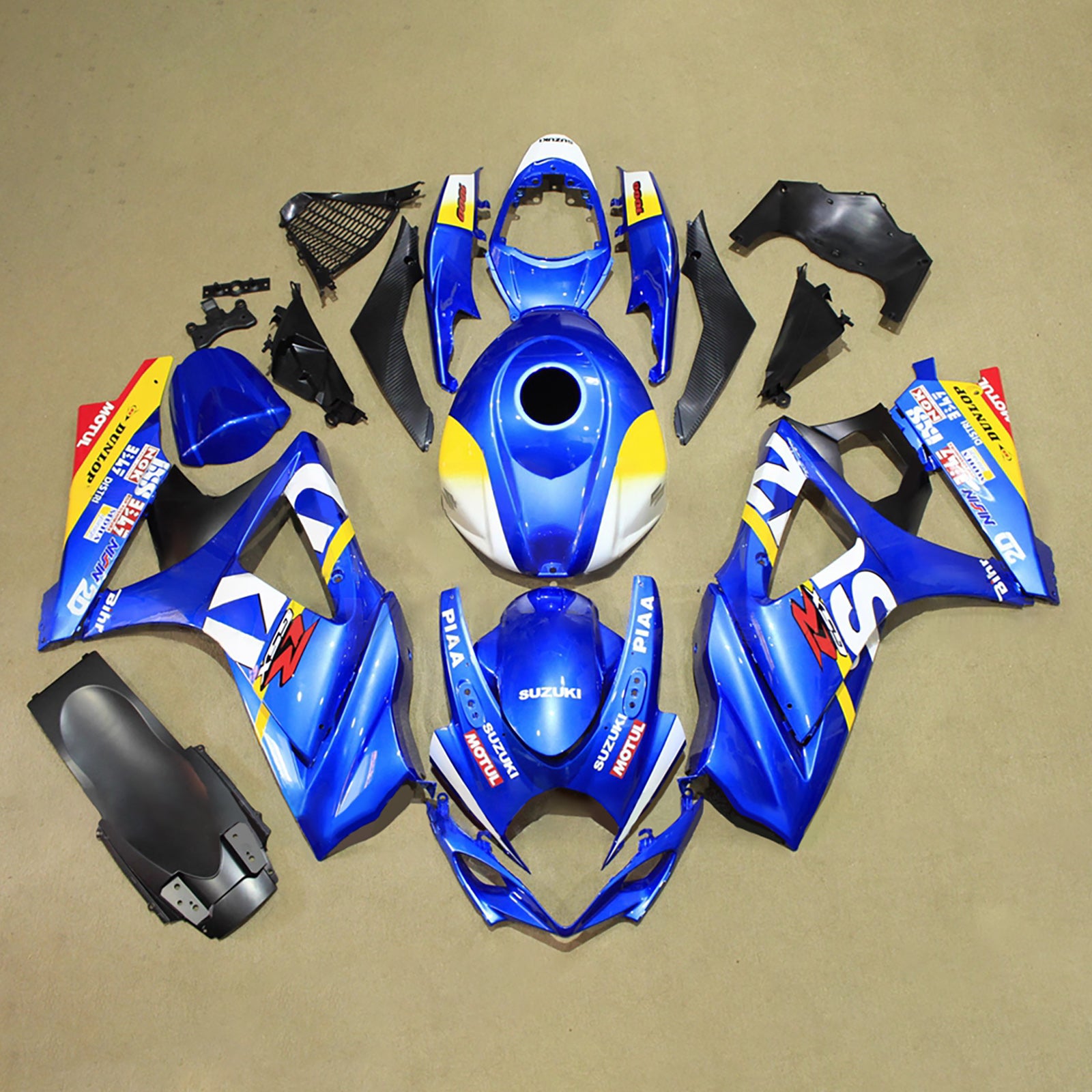 Kit carena Amotopart 2007-2008 Suzuki GSXR1000 blu giallo bianco