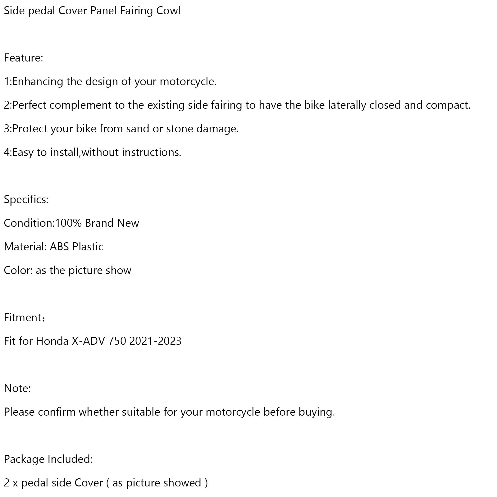 Panel s bočním krytem pedálu kapota pro Honda X-ADV 750 XADV 2021-2023