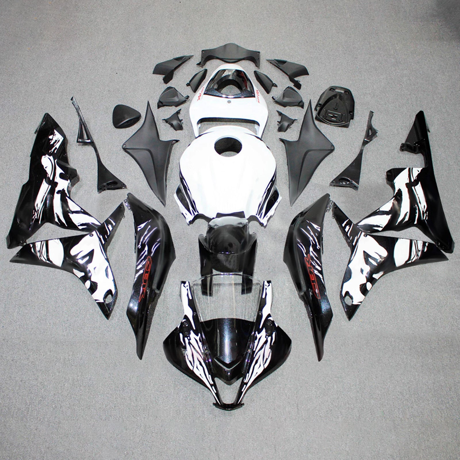 Amotopart 2007-2008 Honda CBR600RR Black White Fairing Kit