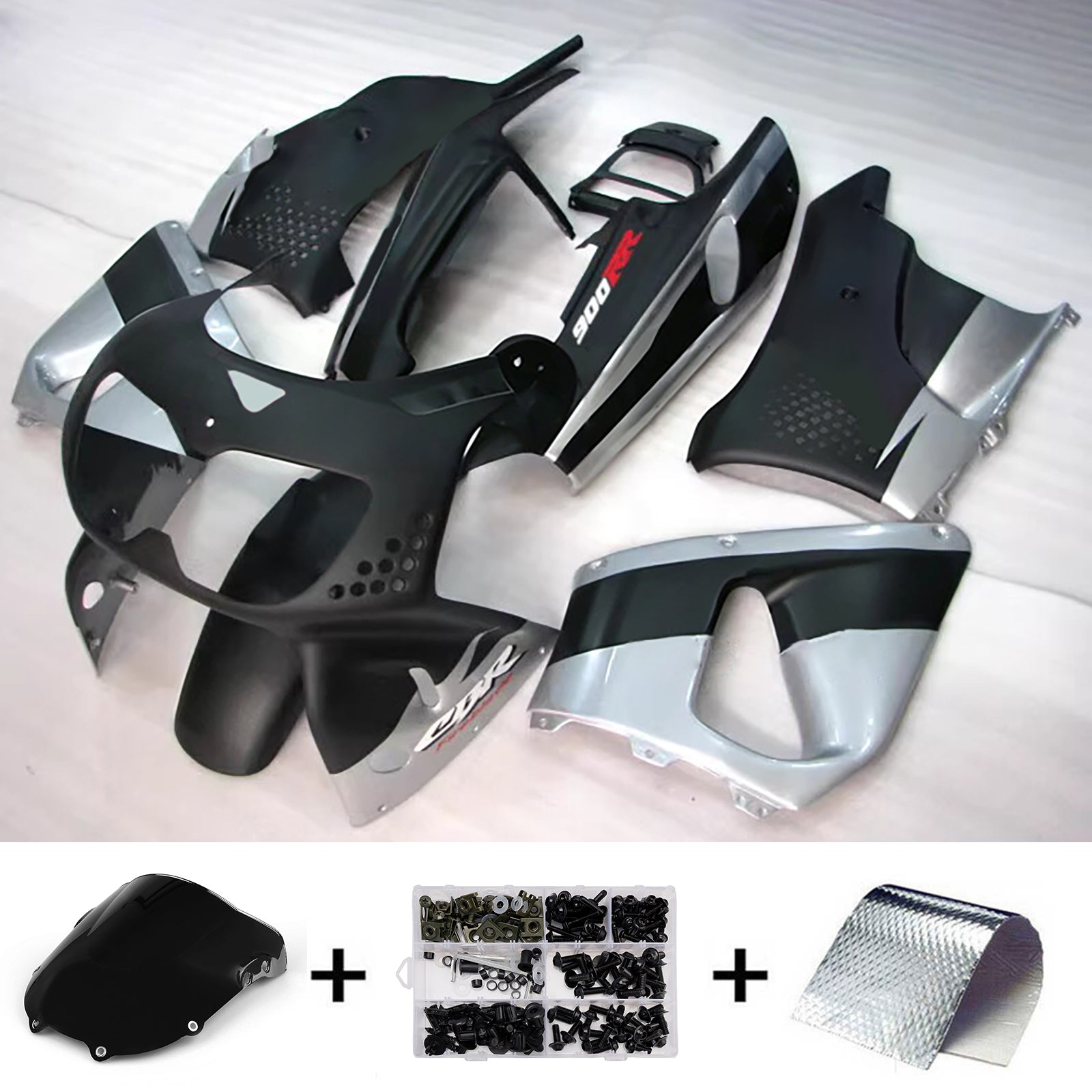 Amotopart 1994-1995 Honda CBR900RR 893 Black/Silver Fairing Kit