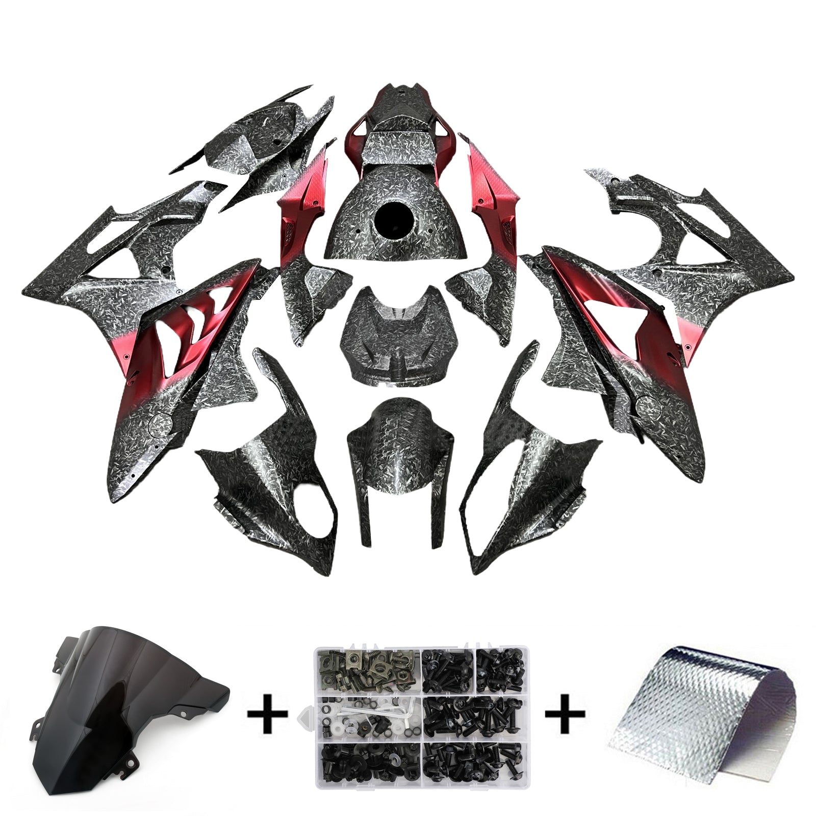 AMOTOPART 2015-2016 BMW S1000RR FORGED CARBON FIBERS MOTEMS RED FAIRING Kit