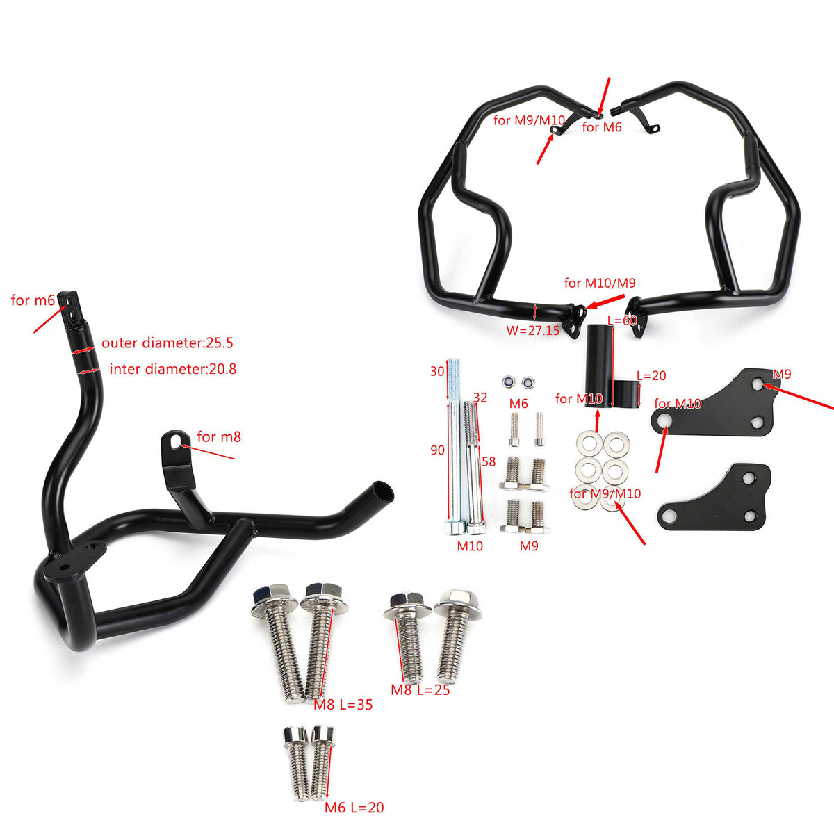 20+ TR Tiger 900 All Model Upper+Lower Crash Bars Engine Guards