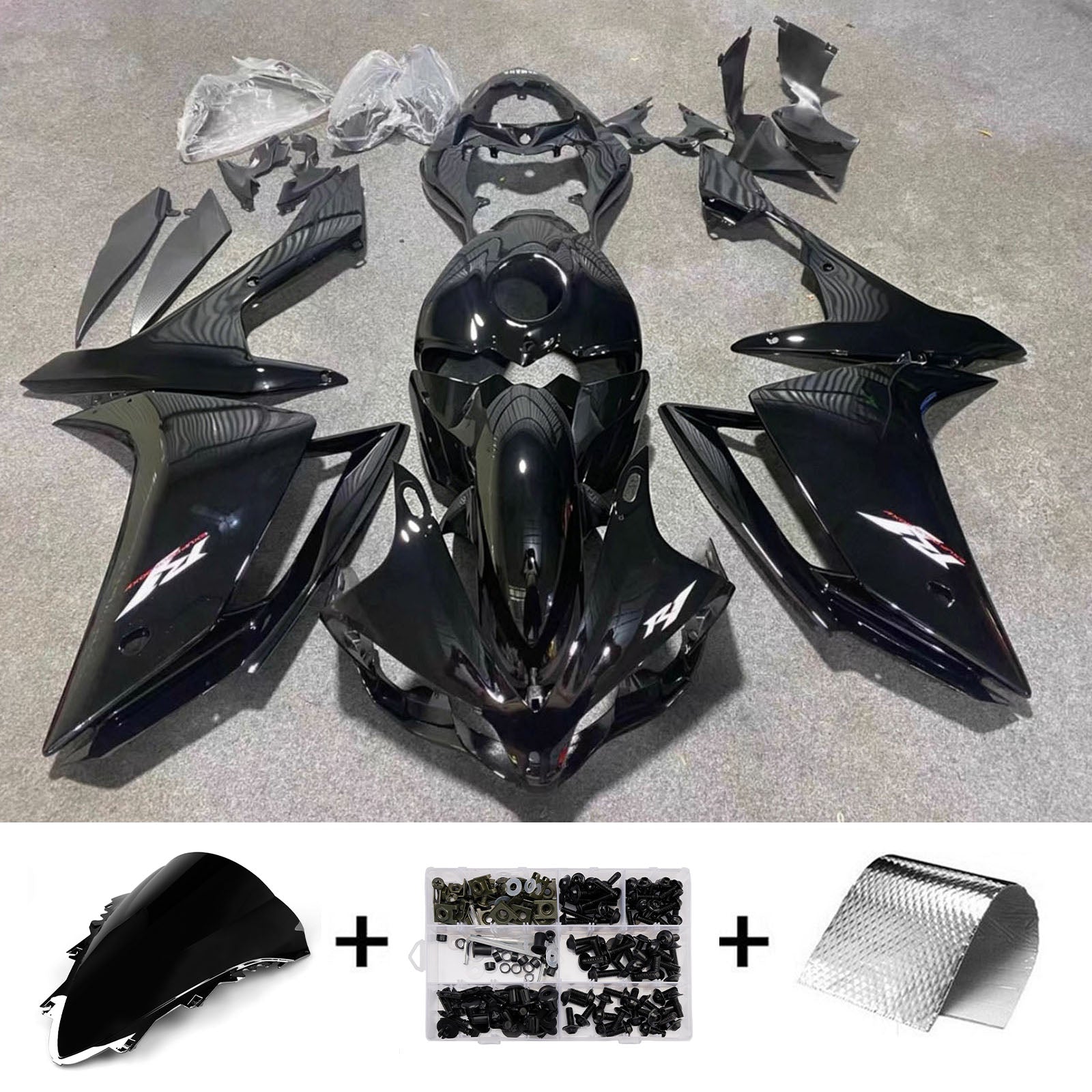 Amotopart 2007-2008 Yamaha YZF 1000 R1 Black Fairing Kit
