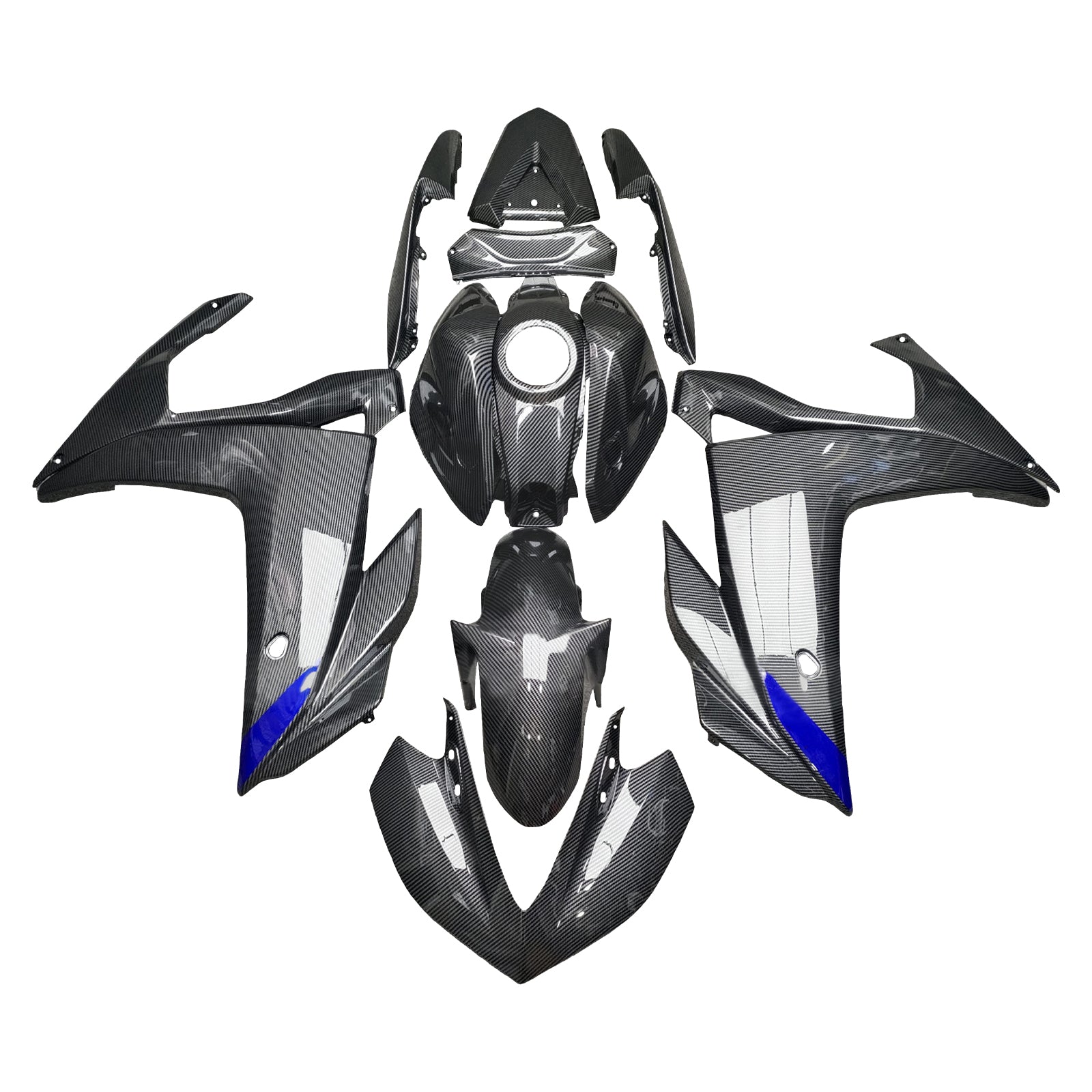 Amotopart Yamaha 2014-2018 YZF R3 2015-2017 YZF R25 Black Carbon Fiber Pattern Fairing Kit