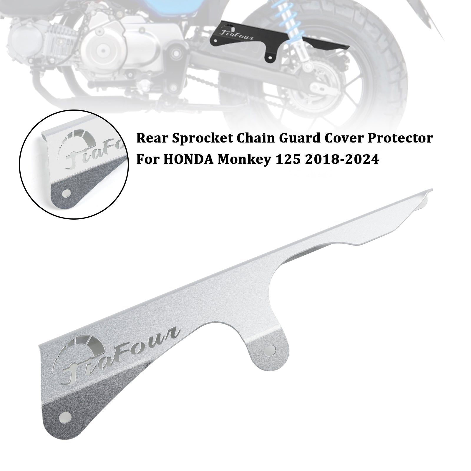 2018-2024 HONDA Monkey 125 Silver Rear Sprocket Chain Guard Cover Protector