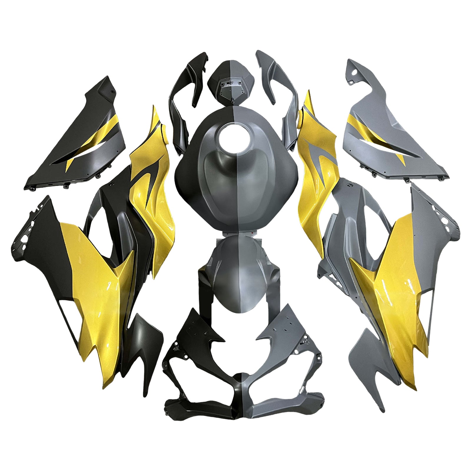 Amotopart 2019-2023 Kawasaki ZX6R Gold Black Gray Fairing Kit