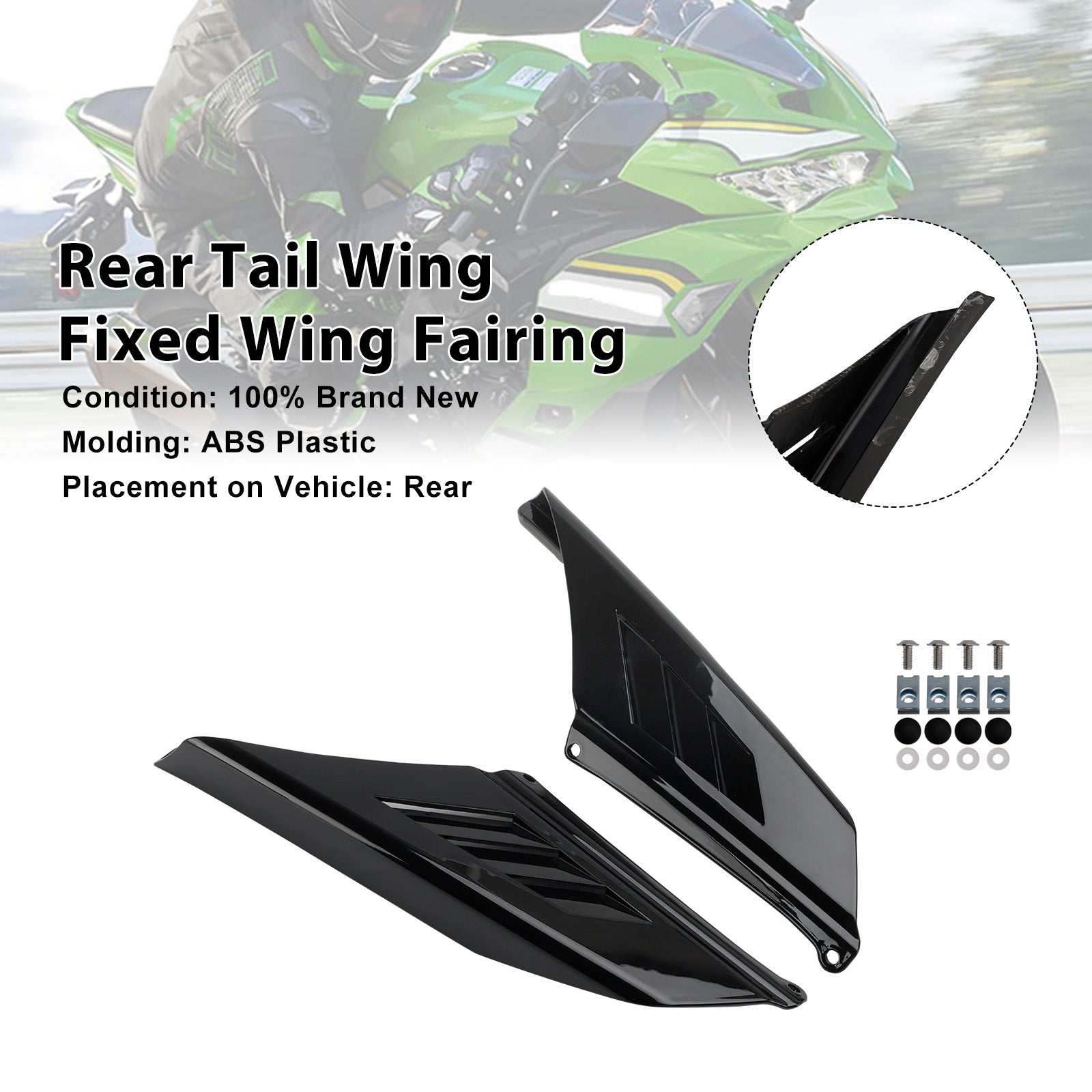 Kawasaki NINJA ZX-4R ZX-4RR 2023-2025 Rear Tail Wing Fixed Wing Fairing
