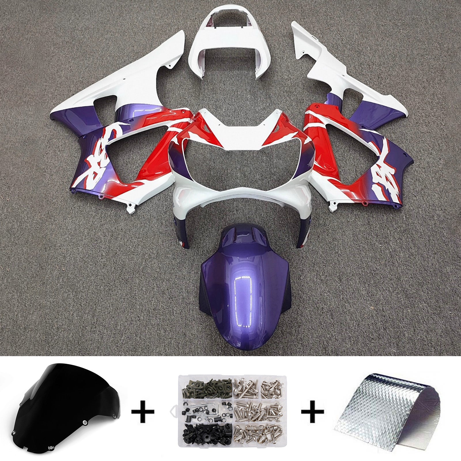 Amotopart 2000–2001 Honda CBR929RR Lila Rot Weiß Verkleidungsset