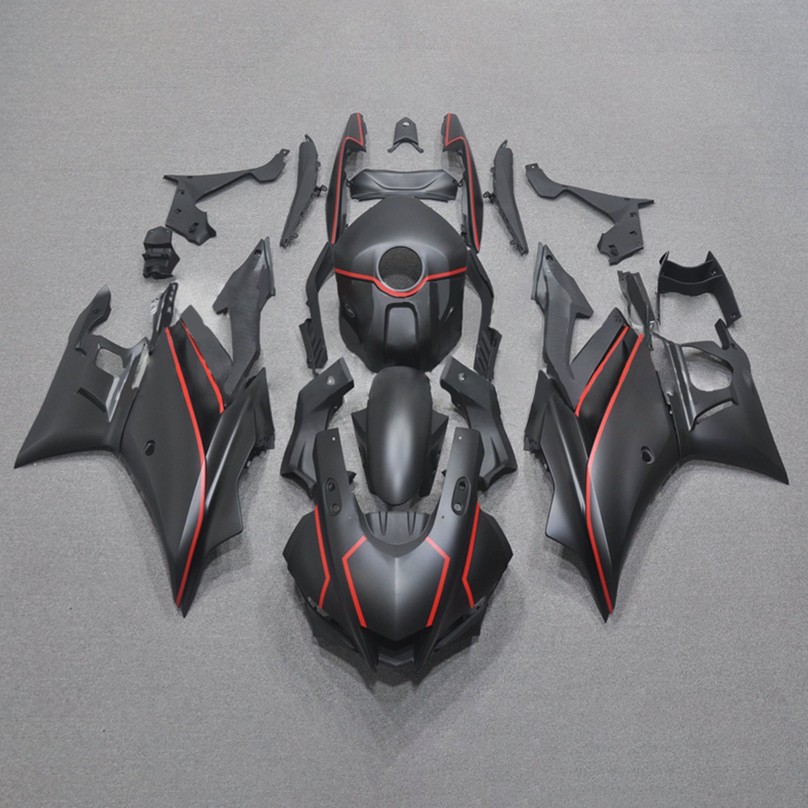 Amotopart 2019-2021 Yamaha YZF-R3 R25 MATTE SVART RED FAIRING KIT