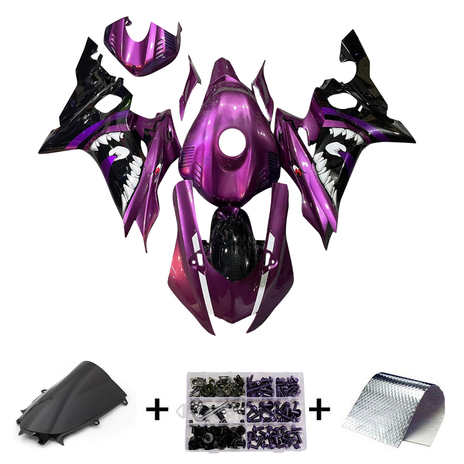 Amotopart 2017-2023 Yamaha YZF-R6 Purple Black Fairing Kit