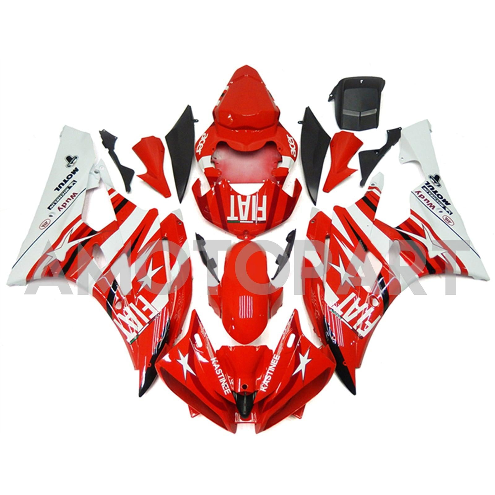 Amotopart 2006-2007 Yamaha YZF 600 R6 White&Red Fairing Kit
