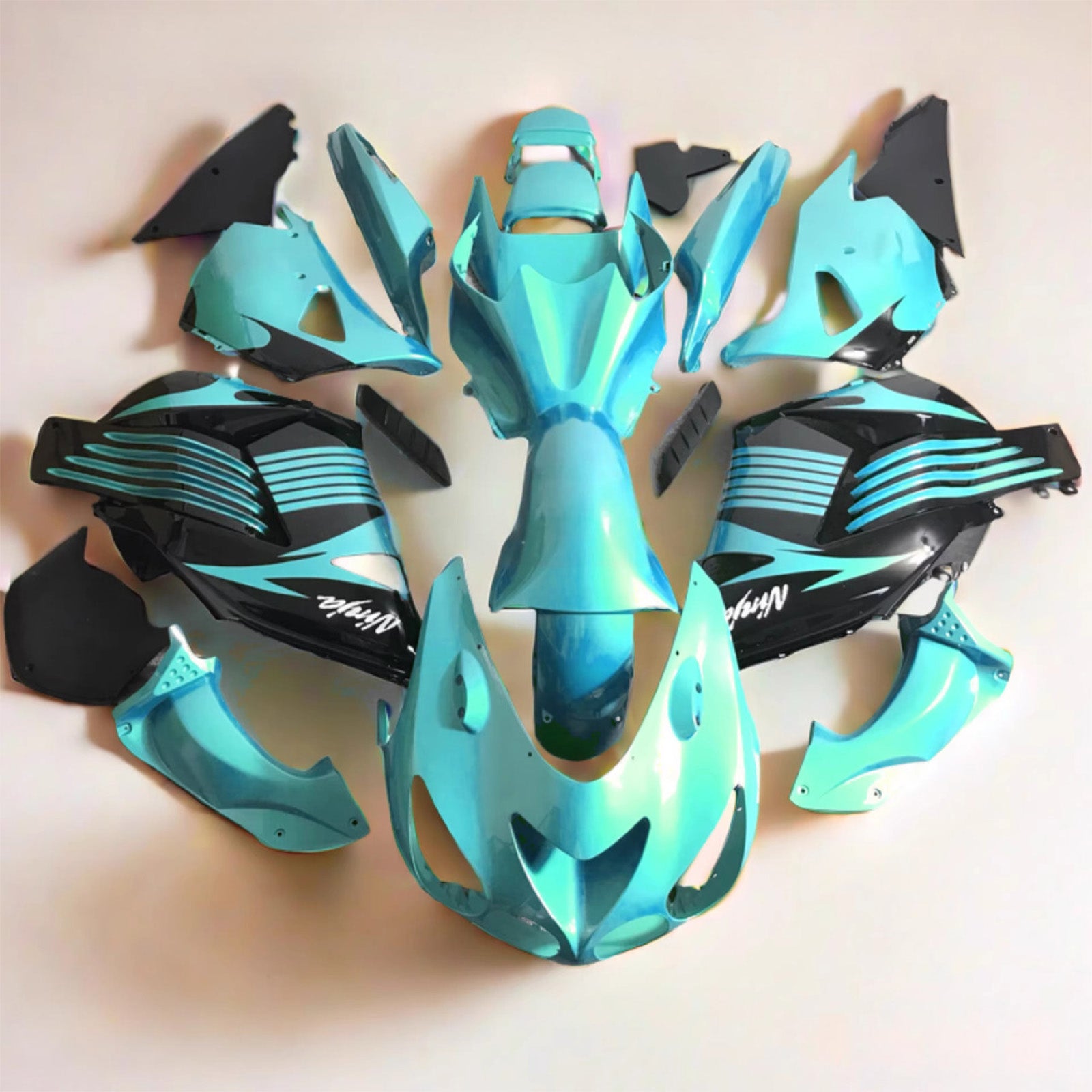 Amotopart 2006-2011 Kawasaki ZX14R ZZR1400 Blue Black Fairing Kit