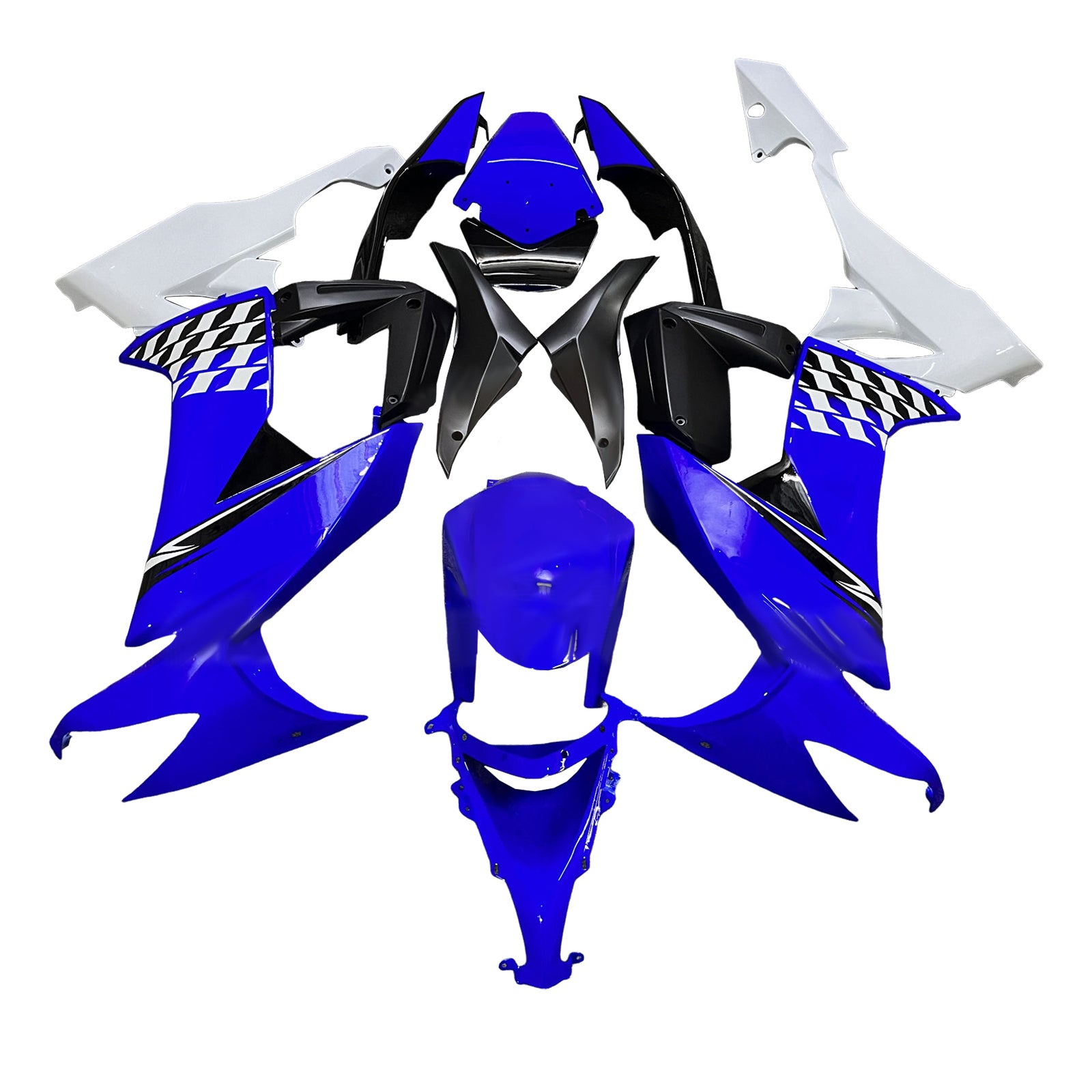 Amotopart 2008-2010 Kawasaki ZX10R Blue White Black Abzugskit