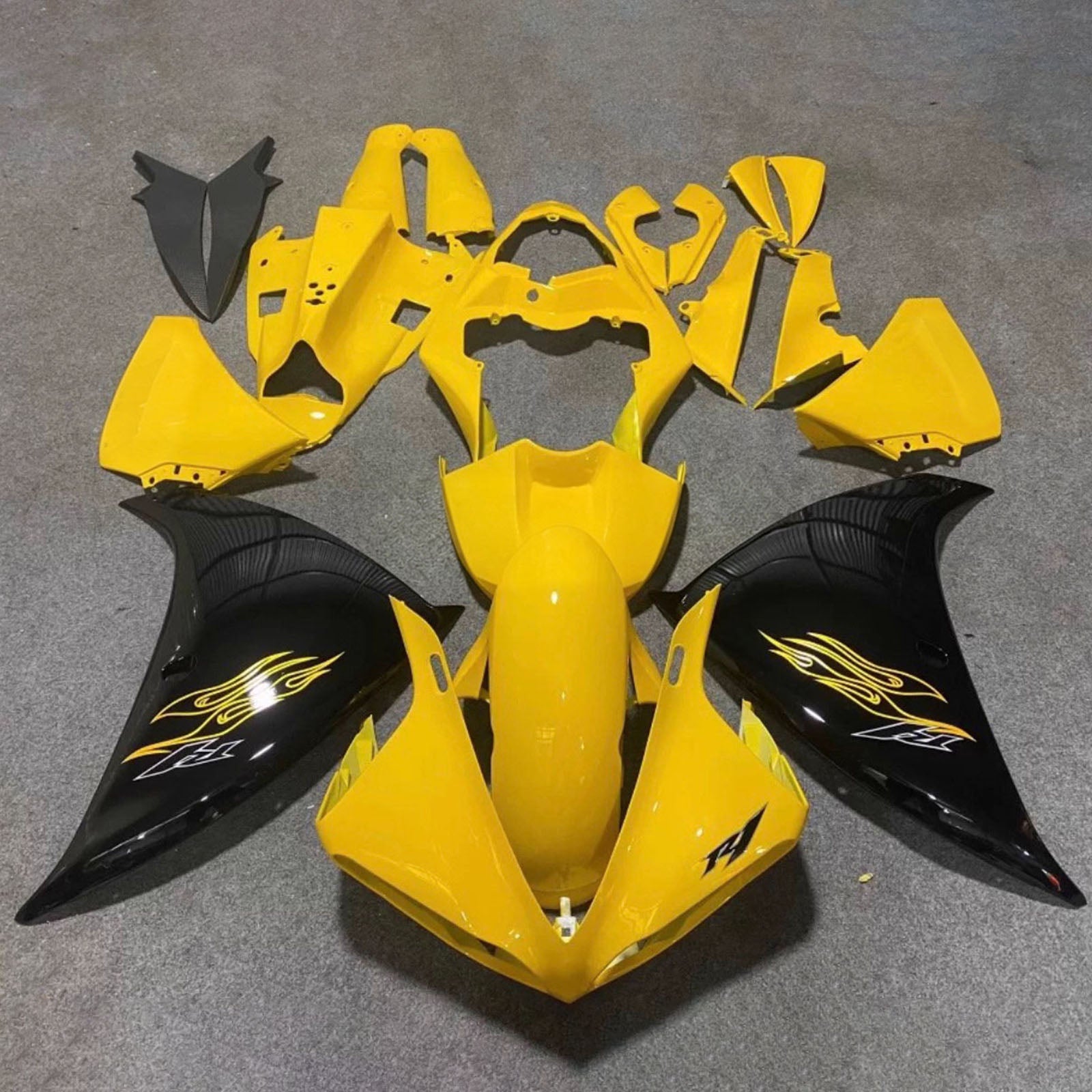 Amotopart 2012-2014 Yamaha YZF-R1 gul/sort kåbesæt