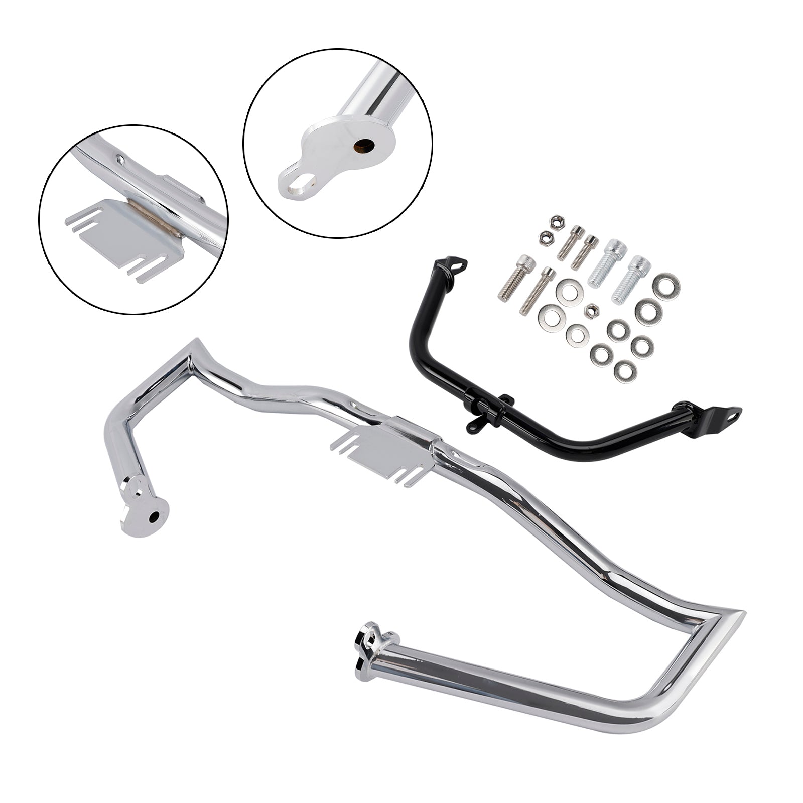 Glide Flht Flhx Engine & Fairing Bracket Frame Anti-Crash Bumper Kit Chrome