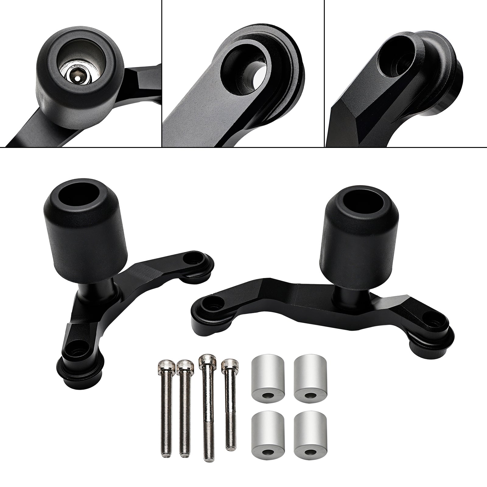 20-23 2021 Kawasaki Zh2 Cnc Anti-Crash Frame Sliders Protector Black