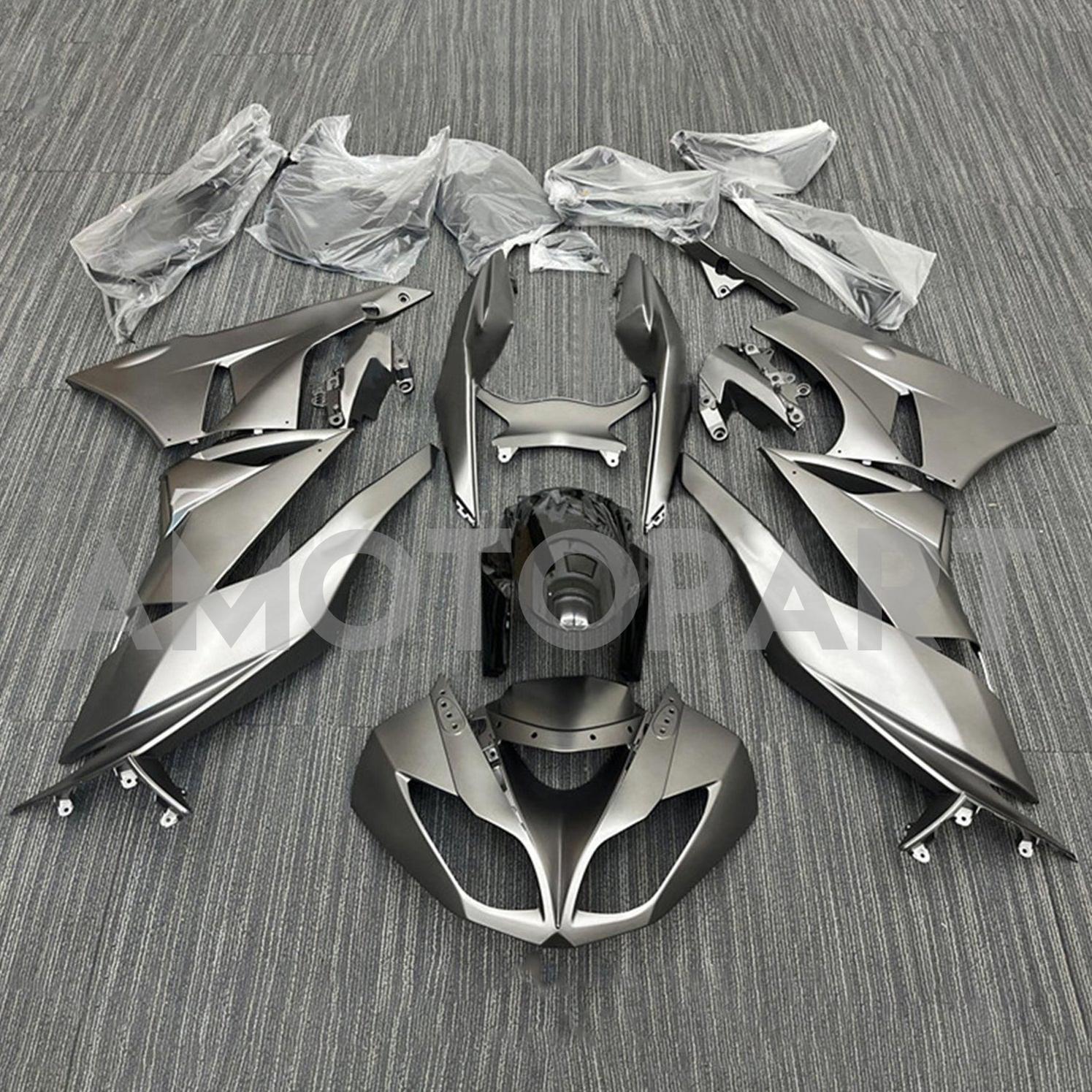 Amotopart Kawasaki 2009-2012 ZX6R 636 Silver with Grey Fairing Kit