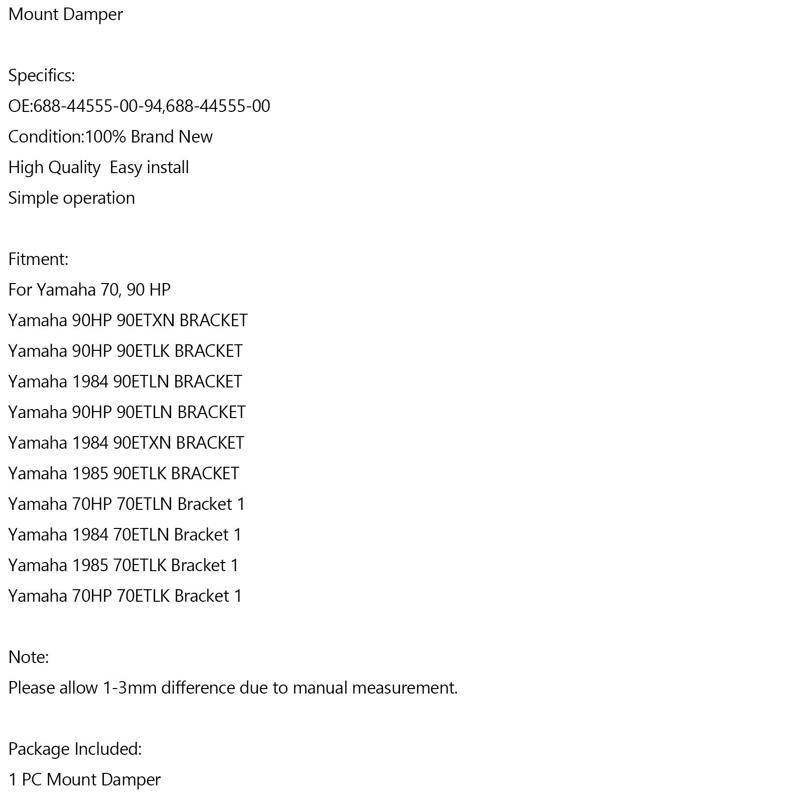 688-44555-00-94 Halterung für Dämpfer an der Unterseite für Yamaha-Außenbordmotoren mit 70/90 PS